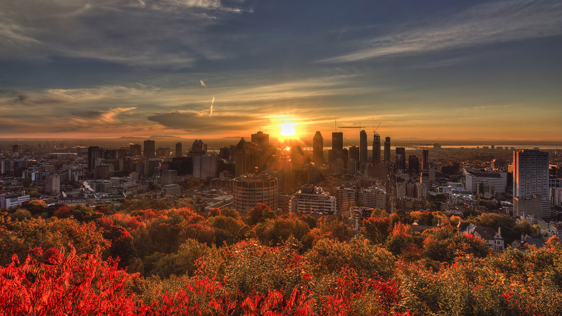 Bilder Kanada Megalopolis Montreal Herbst Himmel 19x1080