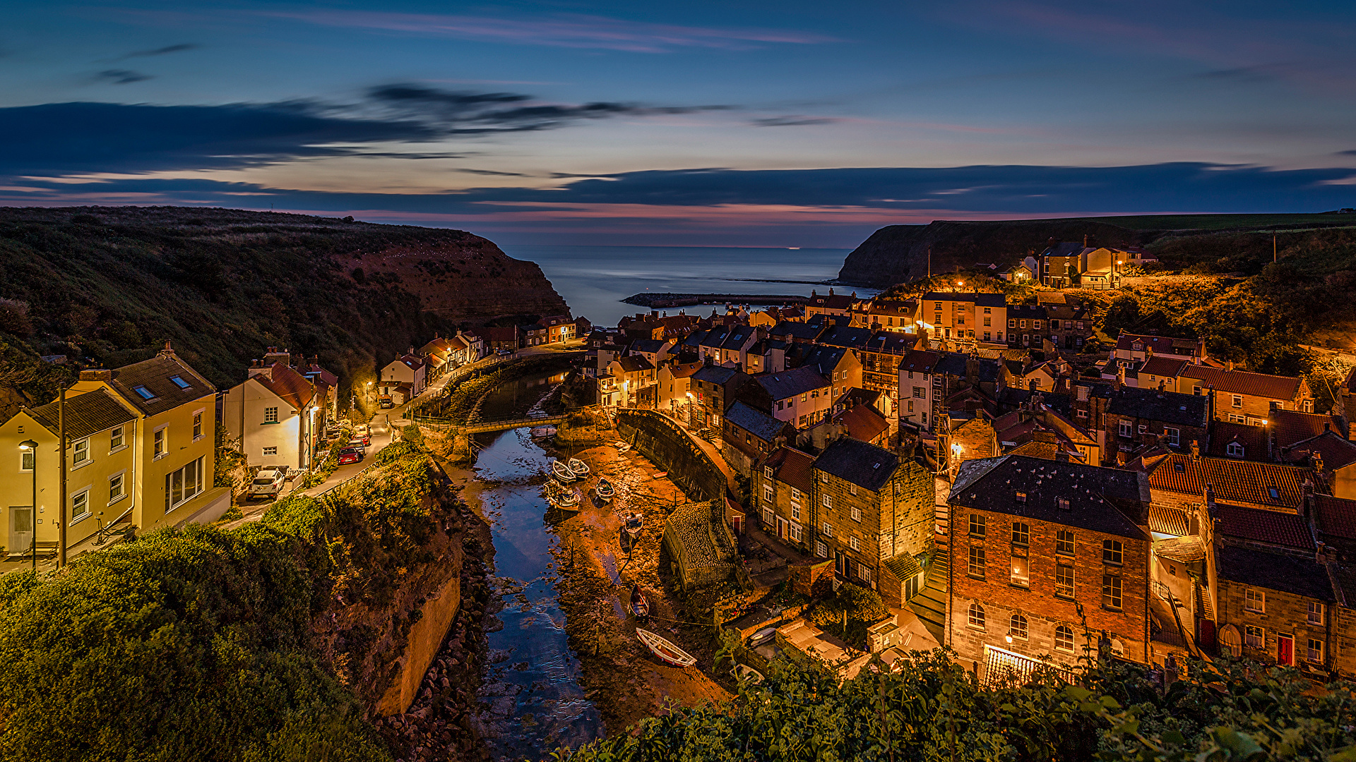 Picture United Kingdom Staithes Yorkshire River Evening 1920x1080   United Kingdom Evening Houses Rivers Staithes 542511 1920x1080 