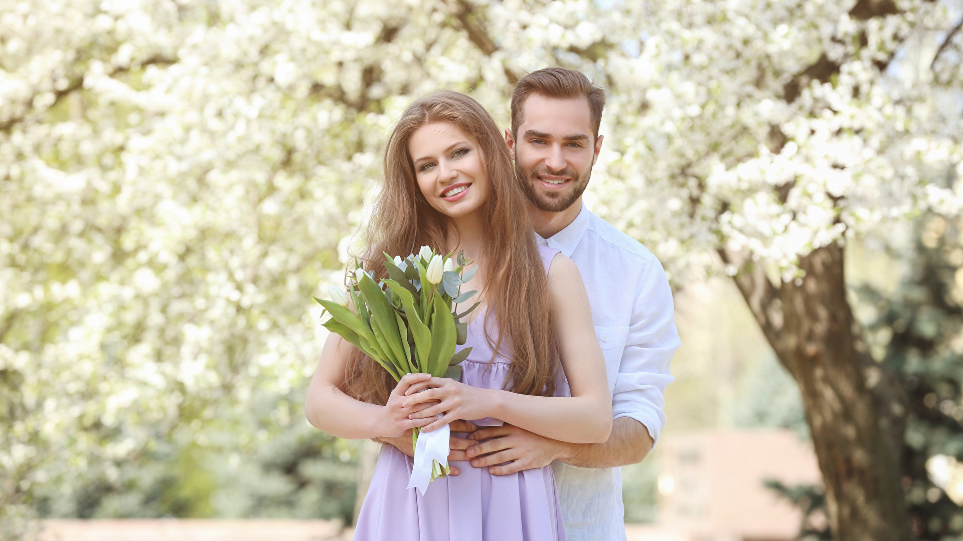 Picture Valentine's Day Dark Blonde Men Smile Two Love 1920x1080