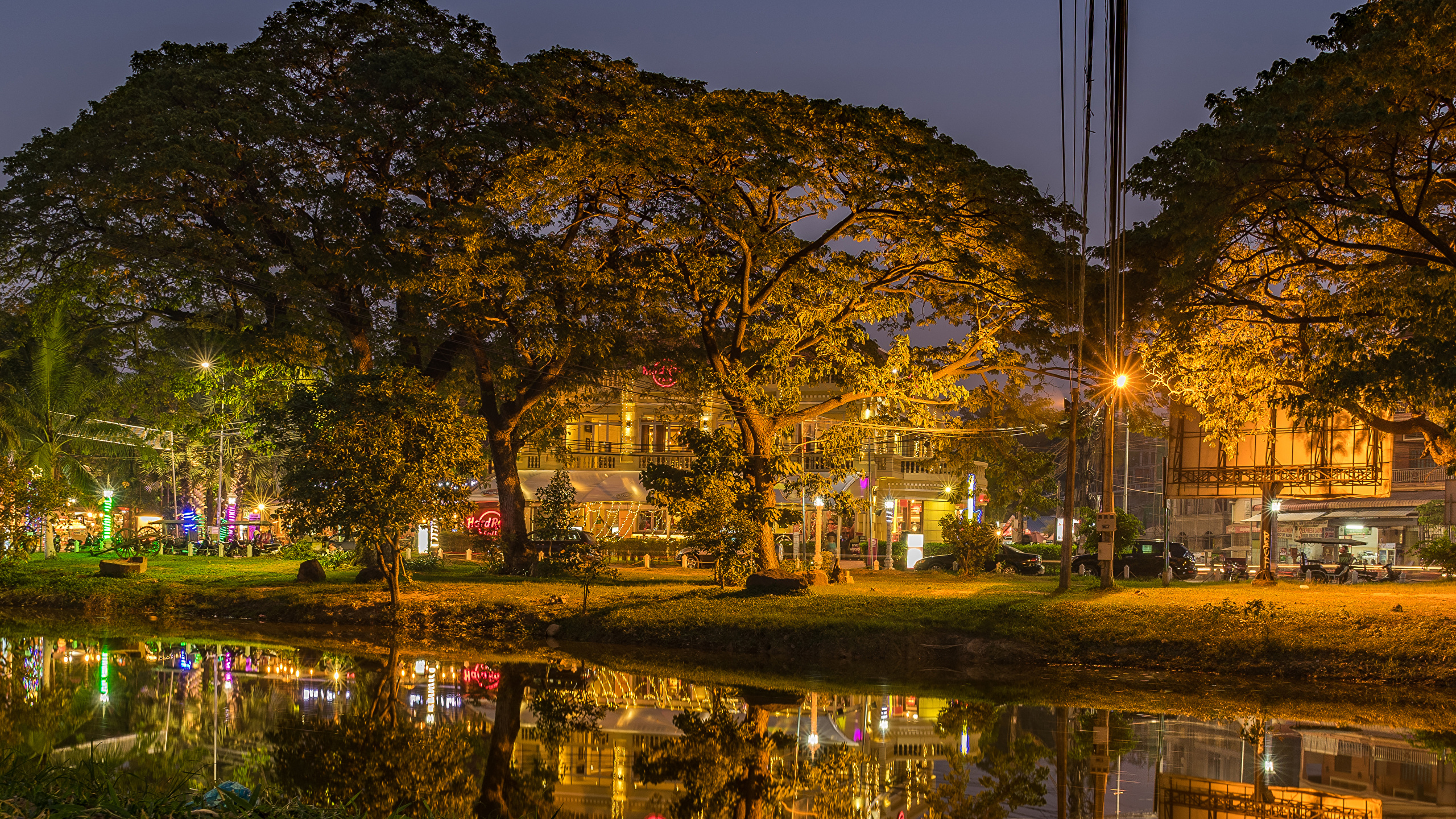 Wallpaper Hard Rock Cafe Park Cambodia Nature Pond Parks 2560x1440