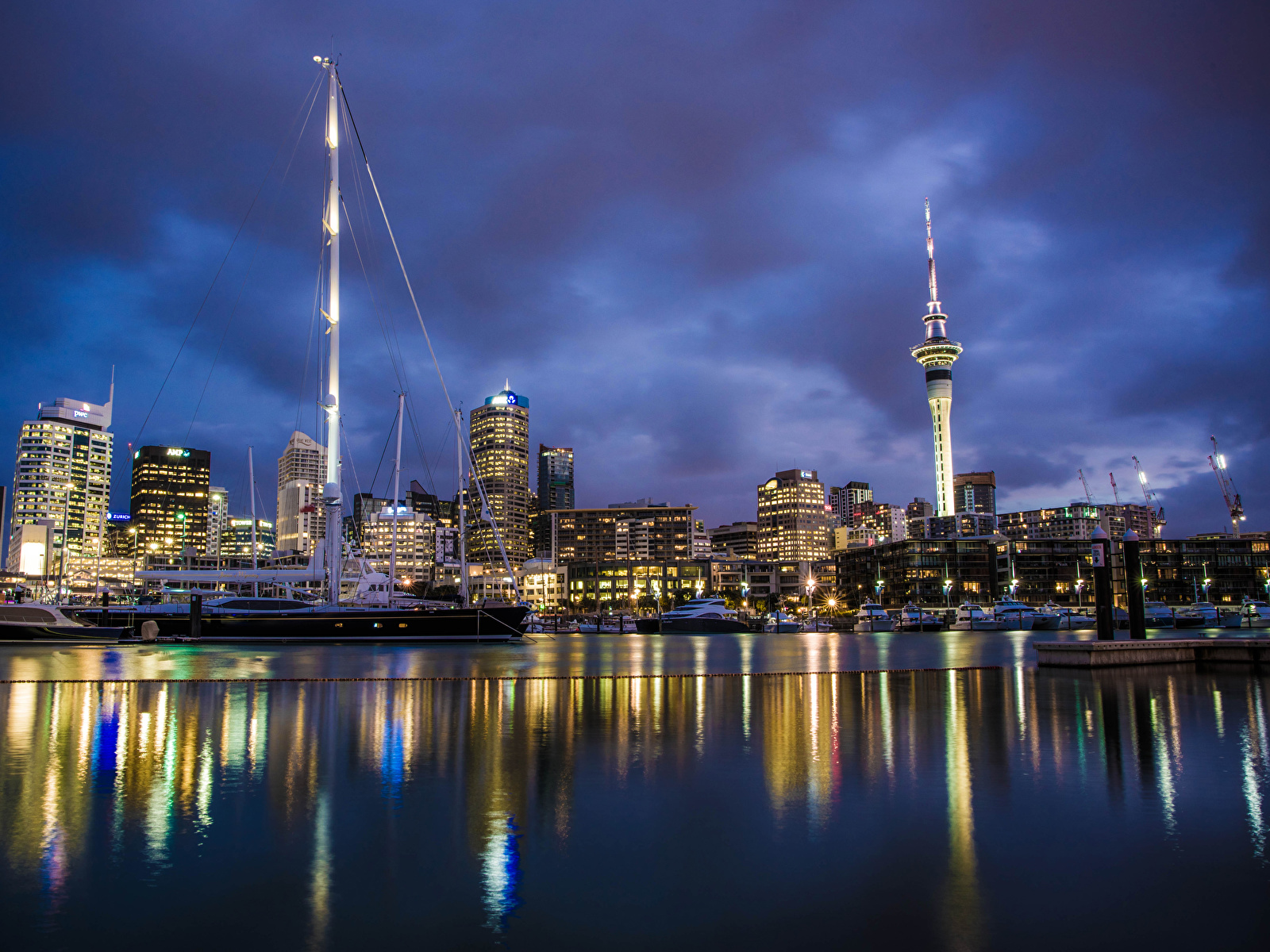 Photos New Zealand Auckland Rivers Marinas night time 1600x1200