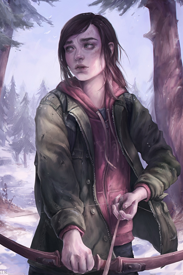 Papeis de parede 640x960 The Last of Us Arqueiros Ellie Arco arma