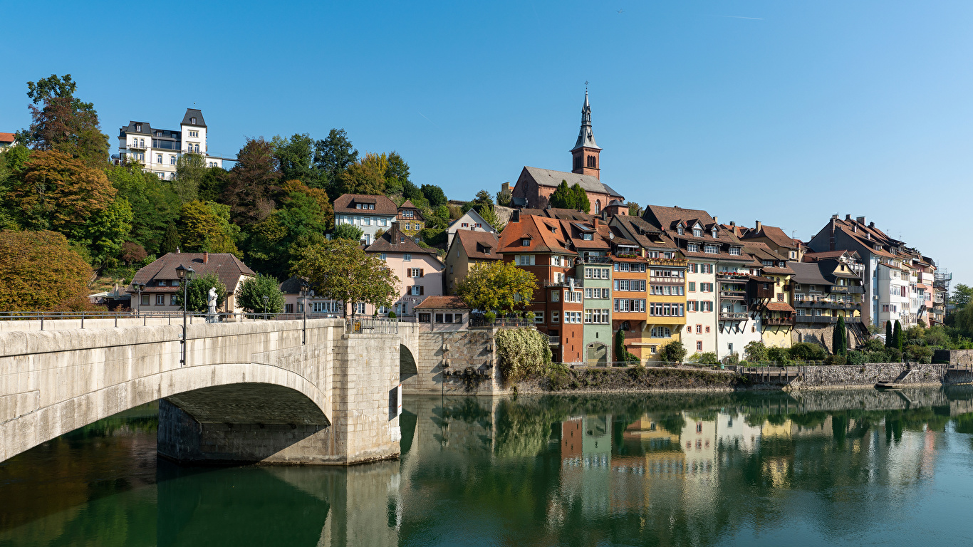 Photos Switzerland Laufenburg bridge Lake Cities Building 1366x768