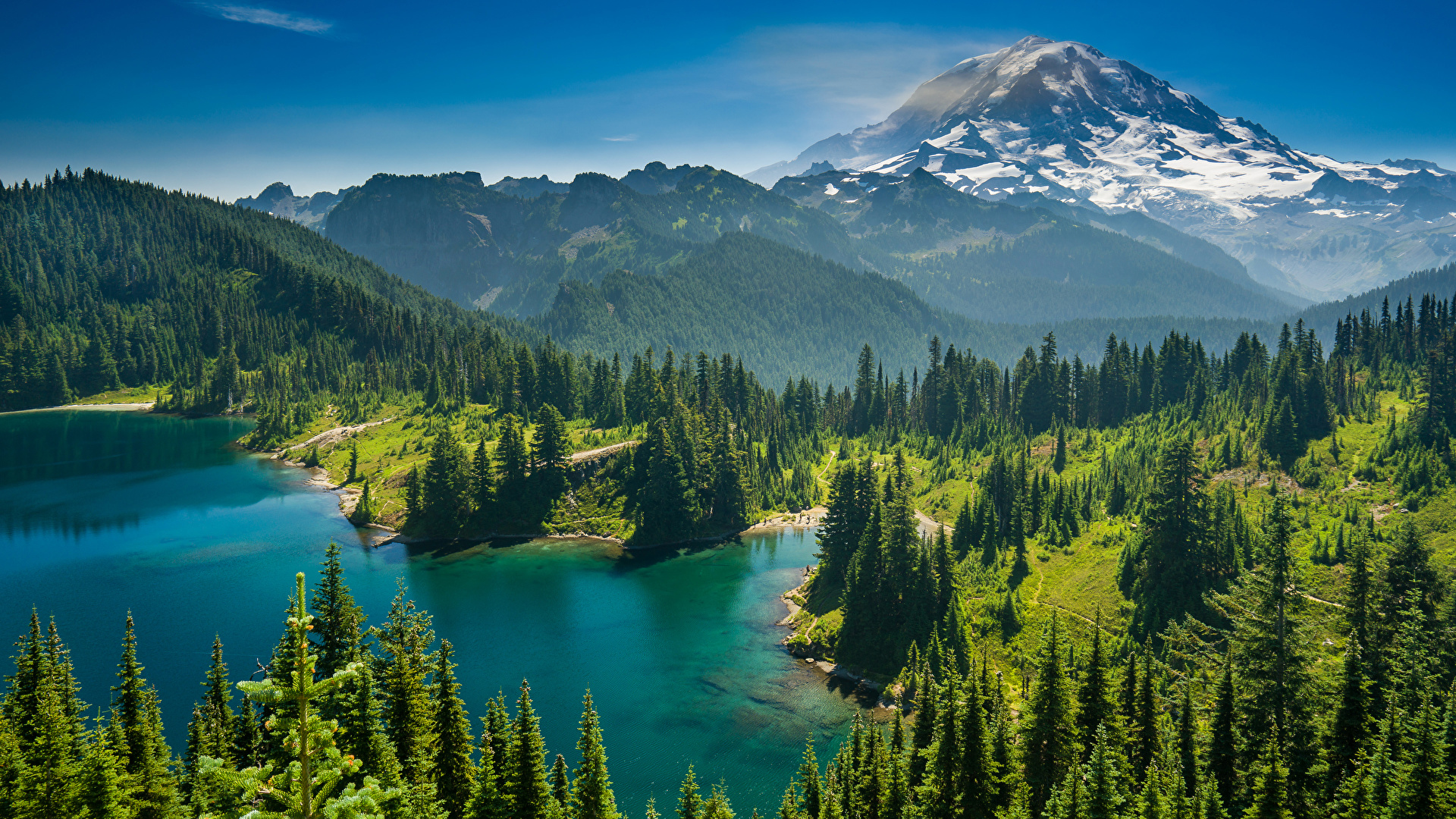 Fonds d'ecran 1920x1080 USA Parc Lac Montagnes Forêts Photographie de ...