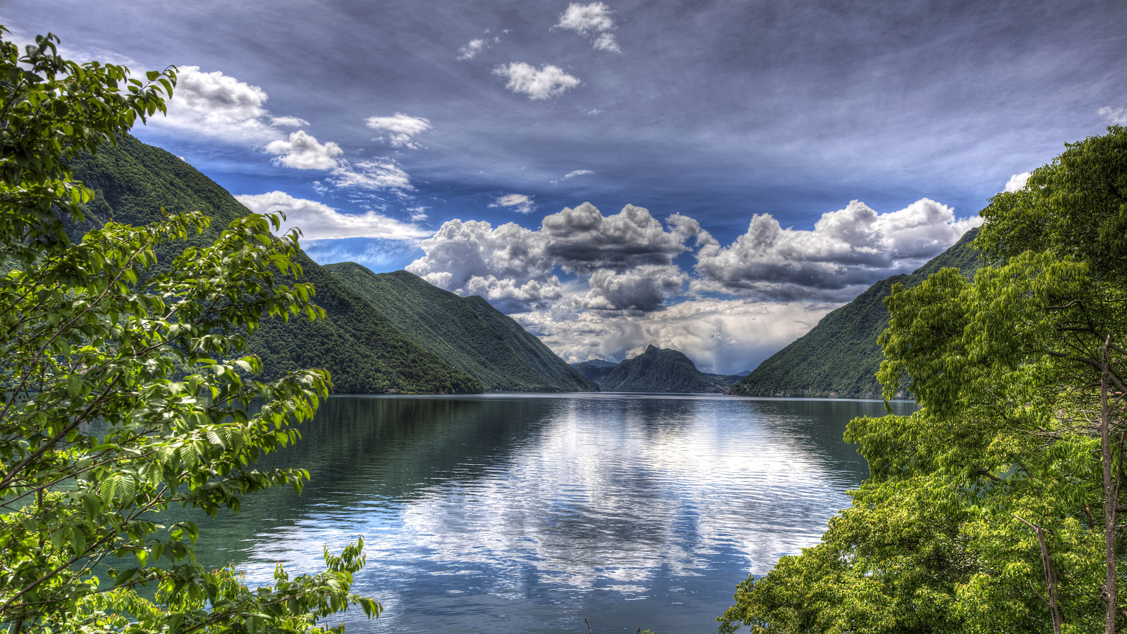 Wallpaper Italy Lake Lugano Nature Mountains Sky landscape 3840x2160