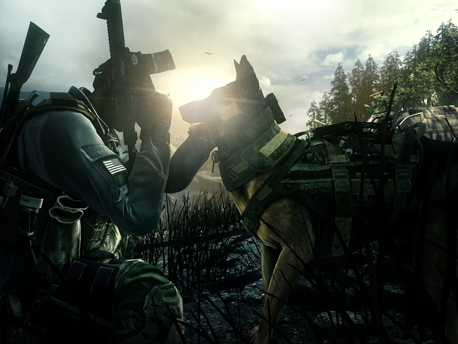 Image Call of Duty: Ghosts German Shepherd dog Soldiers 3D 1600x1200