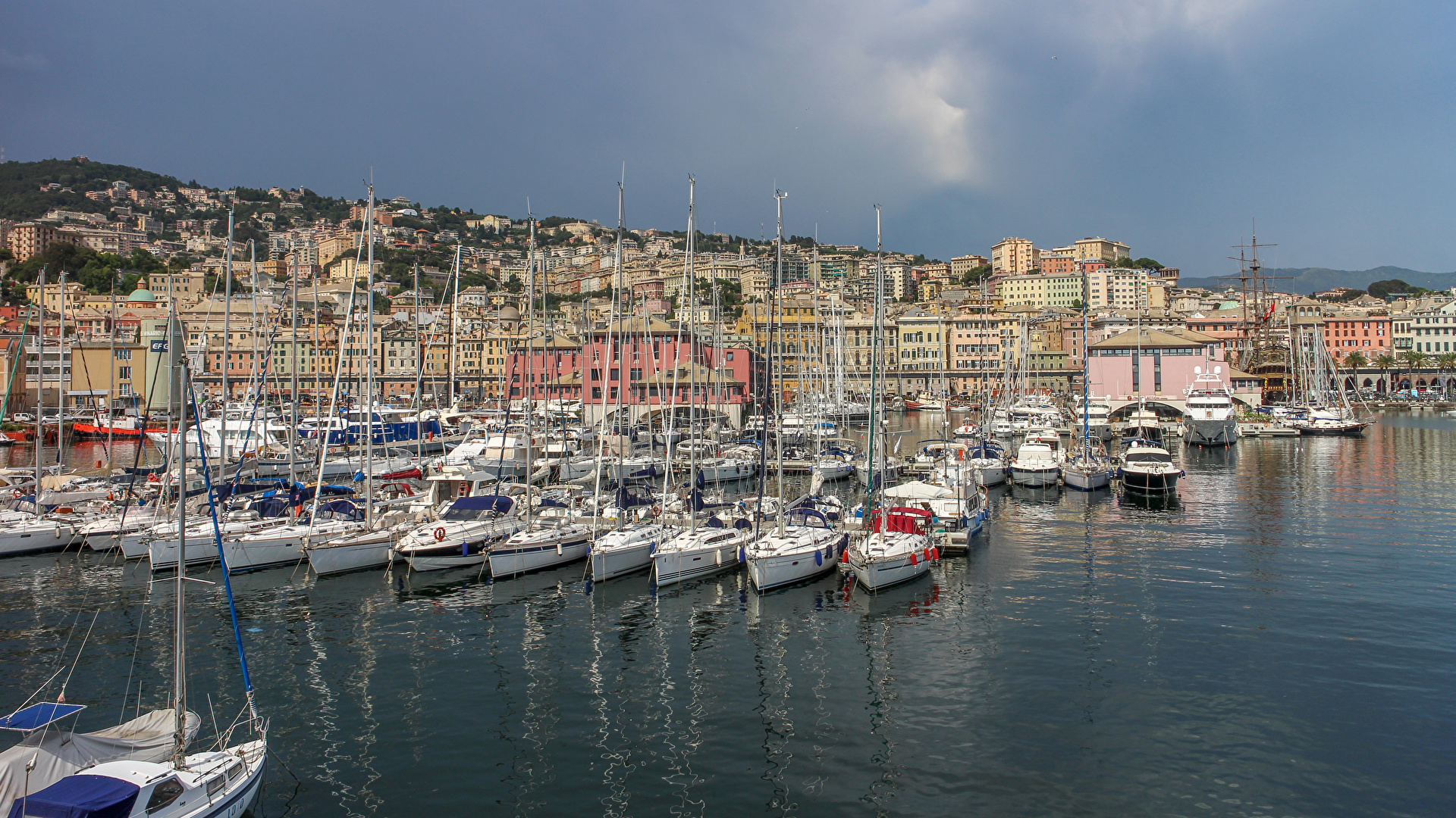 Pictures Italy Genova Bay Yacht Marinas Sailing Cities 1920x1080