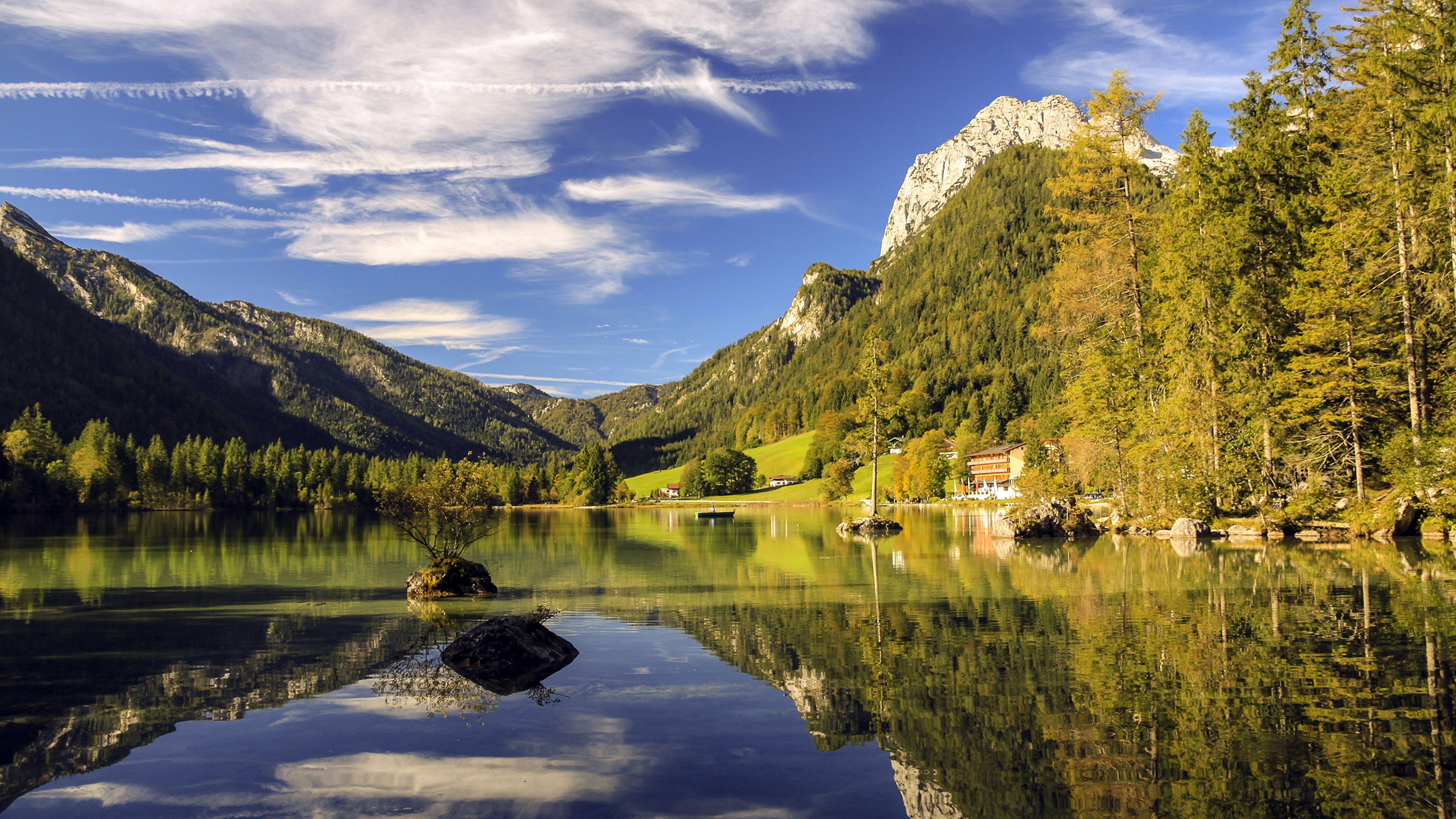 壁紙 3840x2160 湖 山 森林 石 ドイツ Berchtesgaden Lake