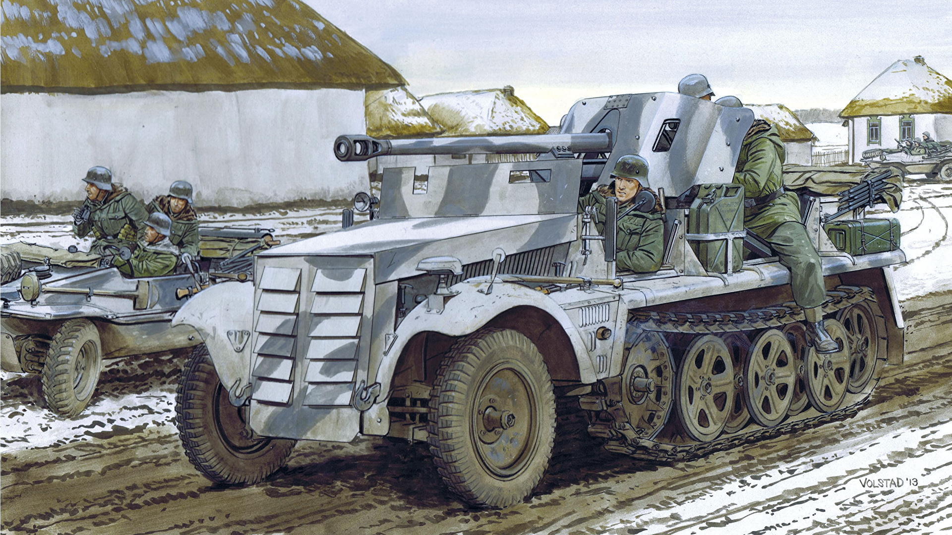 壁紙 19x1080 戰車 绘制壁纸 5cm Pak 38 Sf Auf Zugkraftwagen 1t 德語 陆军 下载 照片