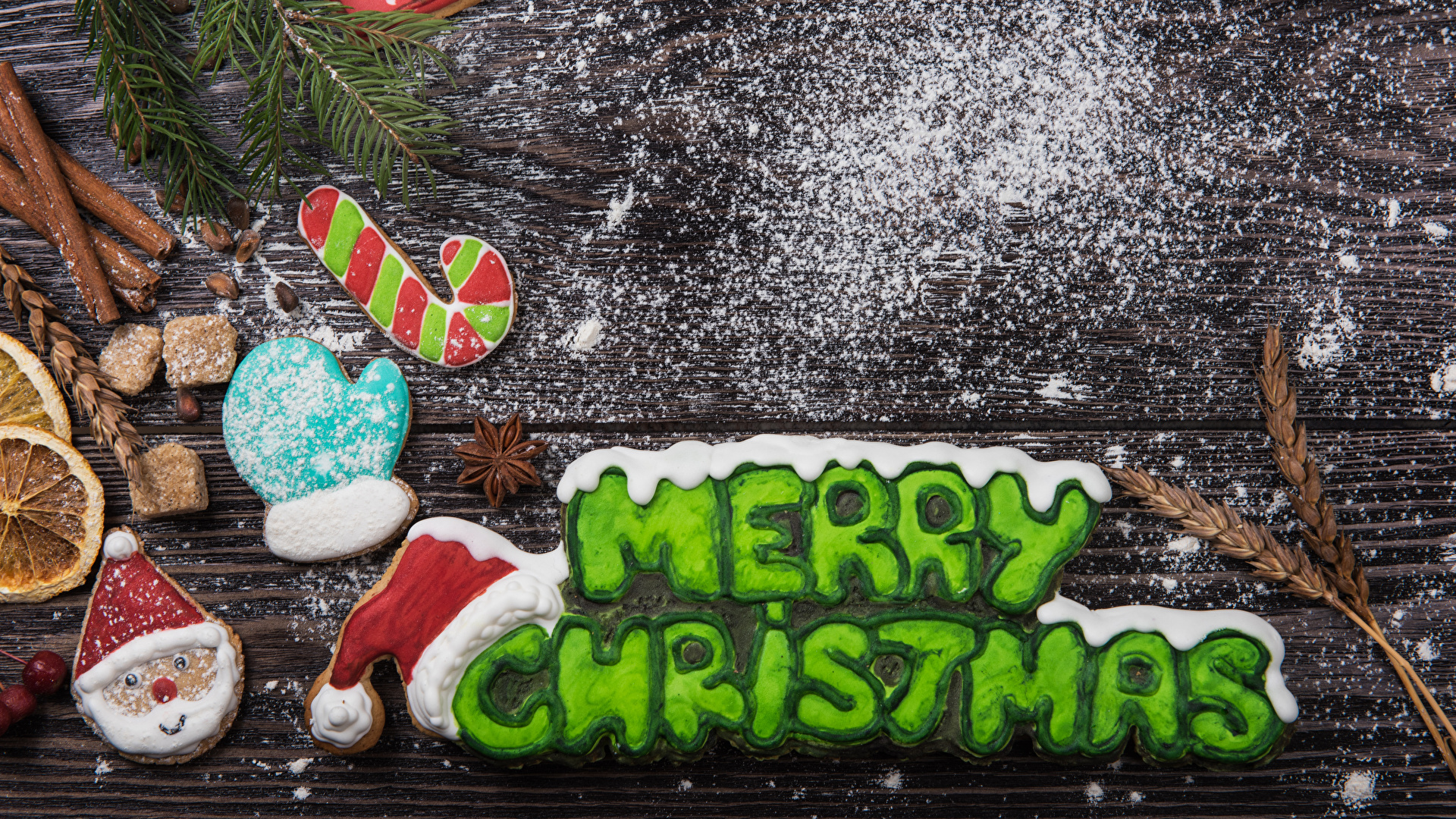 Image Christmas English Mittens Powdered sugar Cinnamon 1920x1080