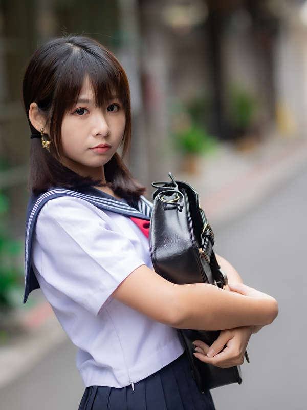 Wallpaper Schoolgirls Brunette Girl Bokeh Young Woman Asian 600x800 6279