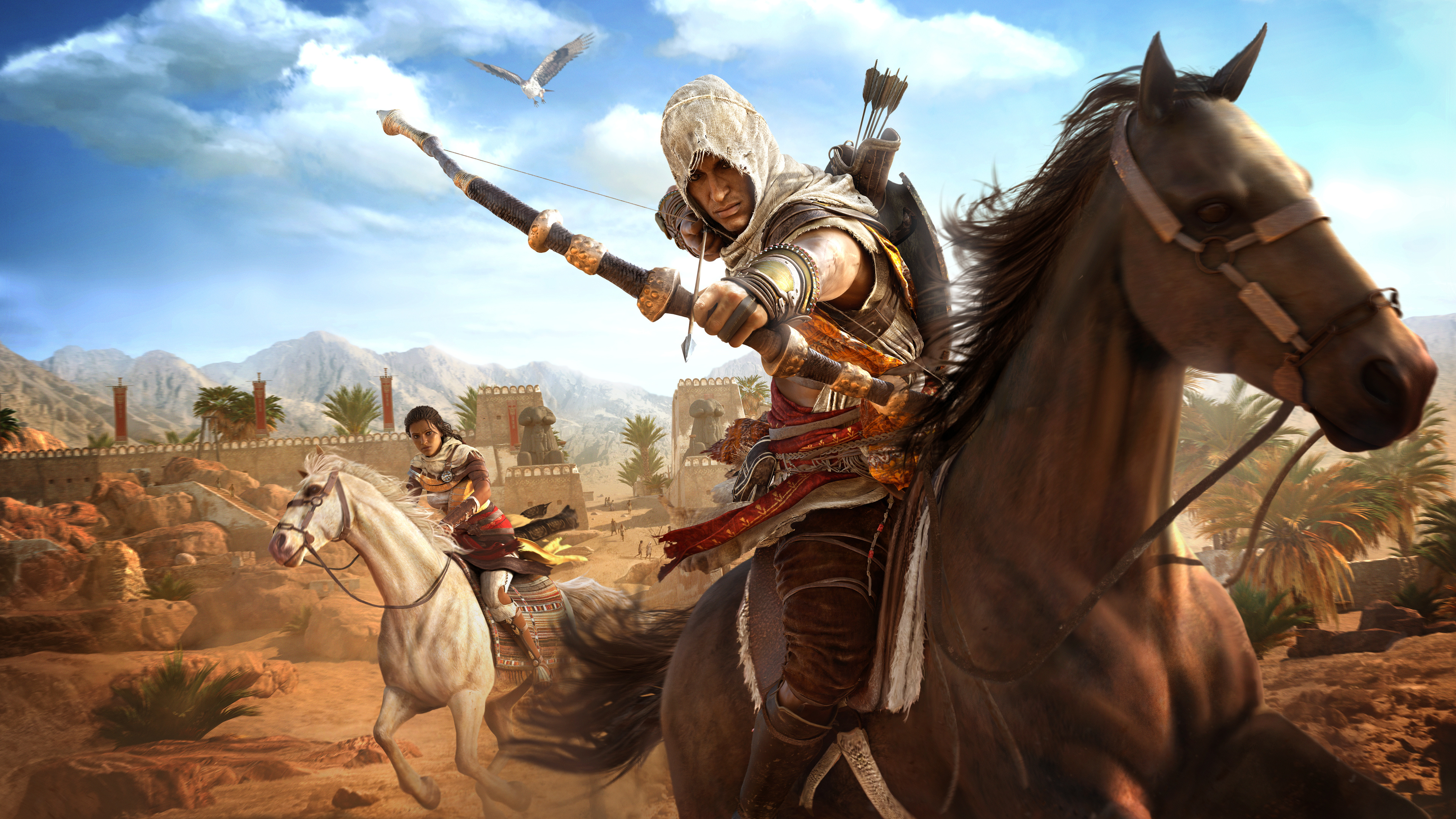 Wallpaper Assassins Creed Origins Horse Archers Warrior