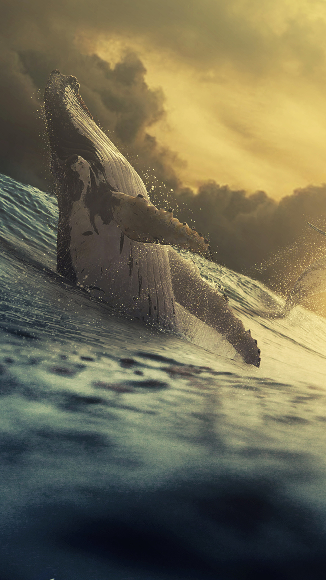 壁紙 1080x1920 海 クジラ 描かれた壁紙 動物 ダウンロード 写真