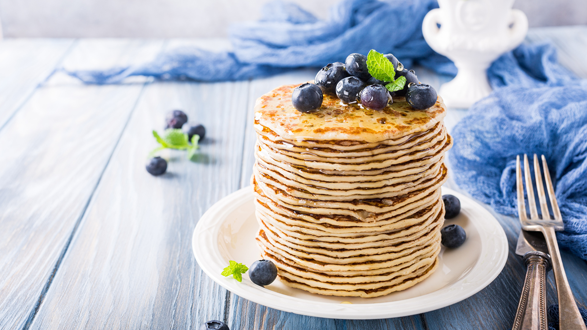 Images Hotcake Blueberries Food Plate 19x1080