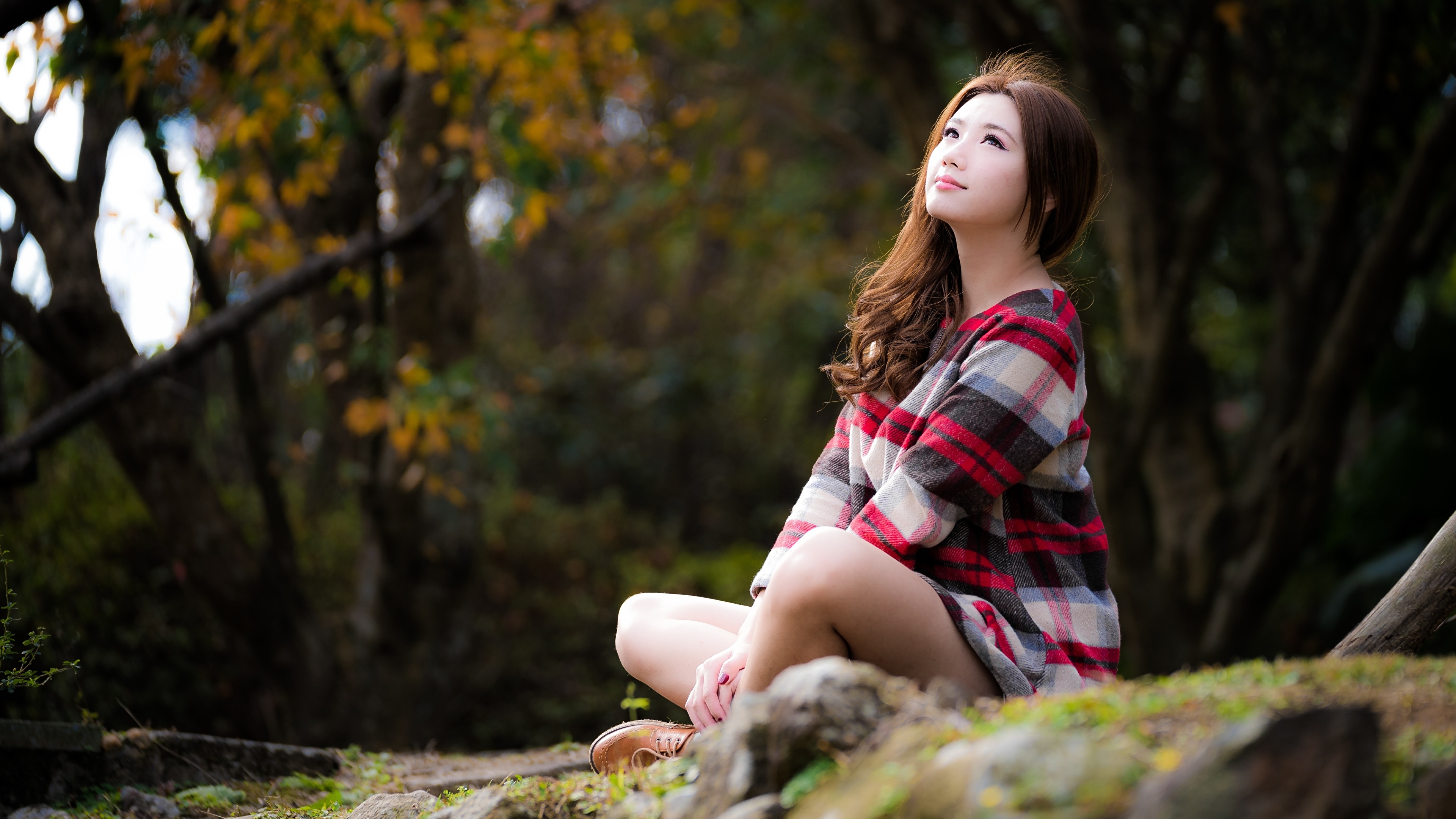 Images Brown Haired Bokeh Pose Cute Young Woman Asiatic 3840x2160 5178