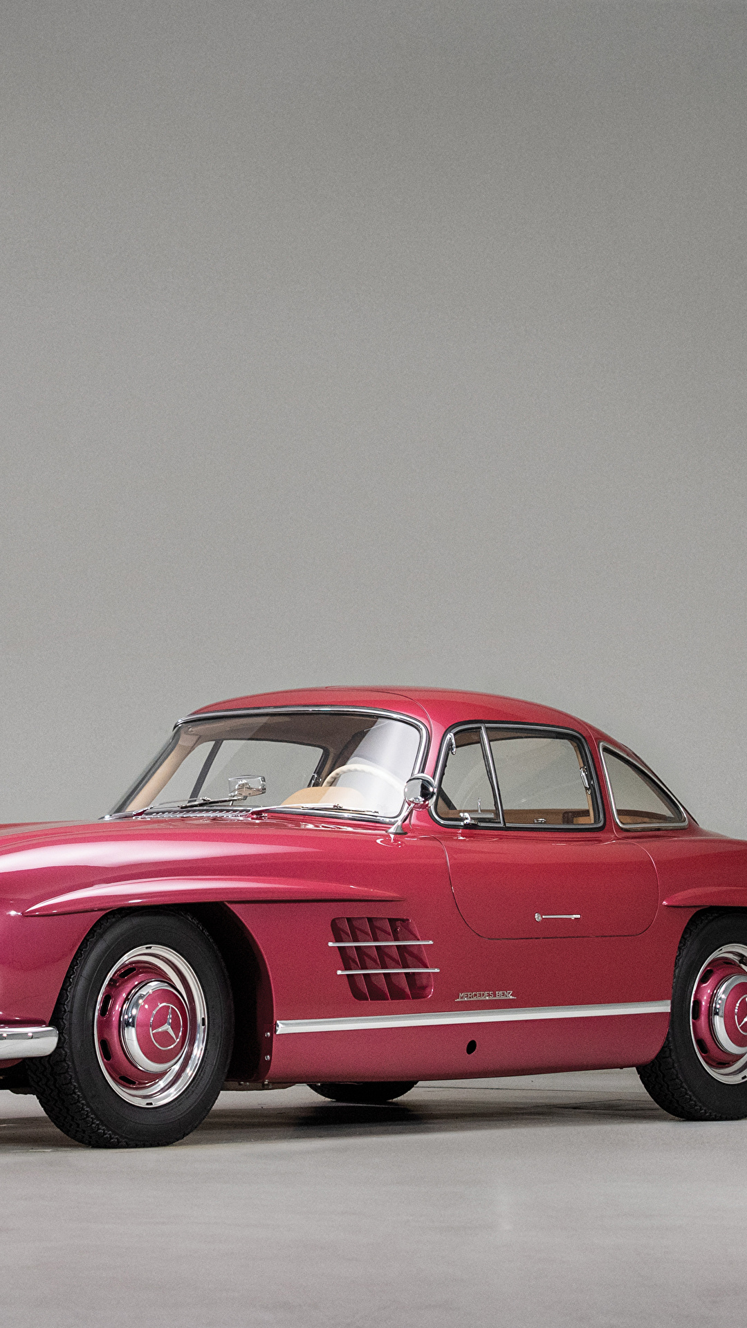 壁紙 1080x19 メルセデス ベンツ レトロ 1956 300 Sl グレーの背景 ピンク メタリック塗 自動車 ダウンロード 写真