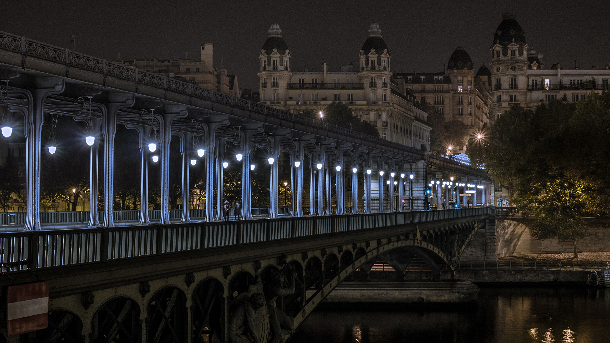 Photos Paris France Bridge Night Rivers Street Lights 2560x1440