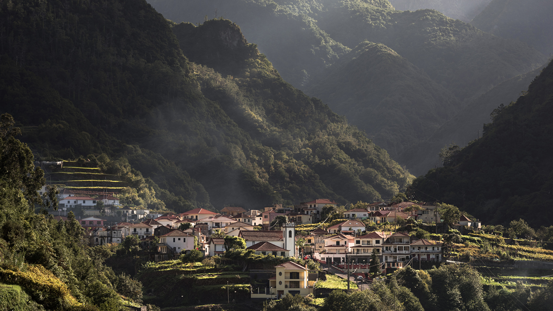 Picture Portugal Tanque Madeira Islands Mountains Houses 1920x1080