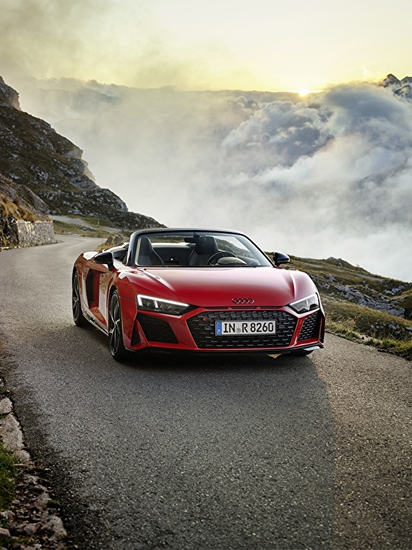 Fondos de Pantalla 600x800 Montañas Audi R8, Spyder, V10, 2020, RWD Rojo  Metálico Movimiento Roadster Coches descargar imagenes