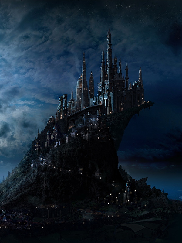 壁紙 600x800 ハリー ポッター 城 幻想的な世界 Hogwarts 夜 月 映画 ファンタジー ダウンロード 写真