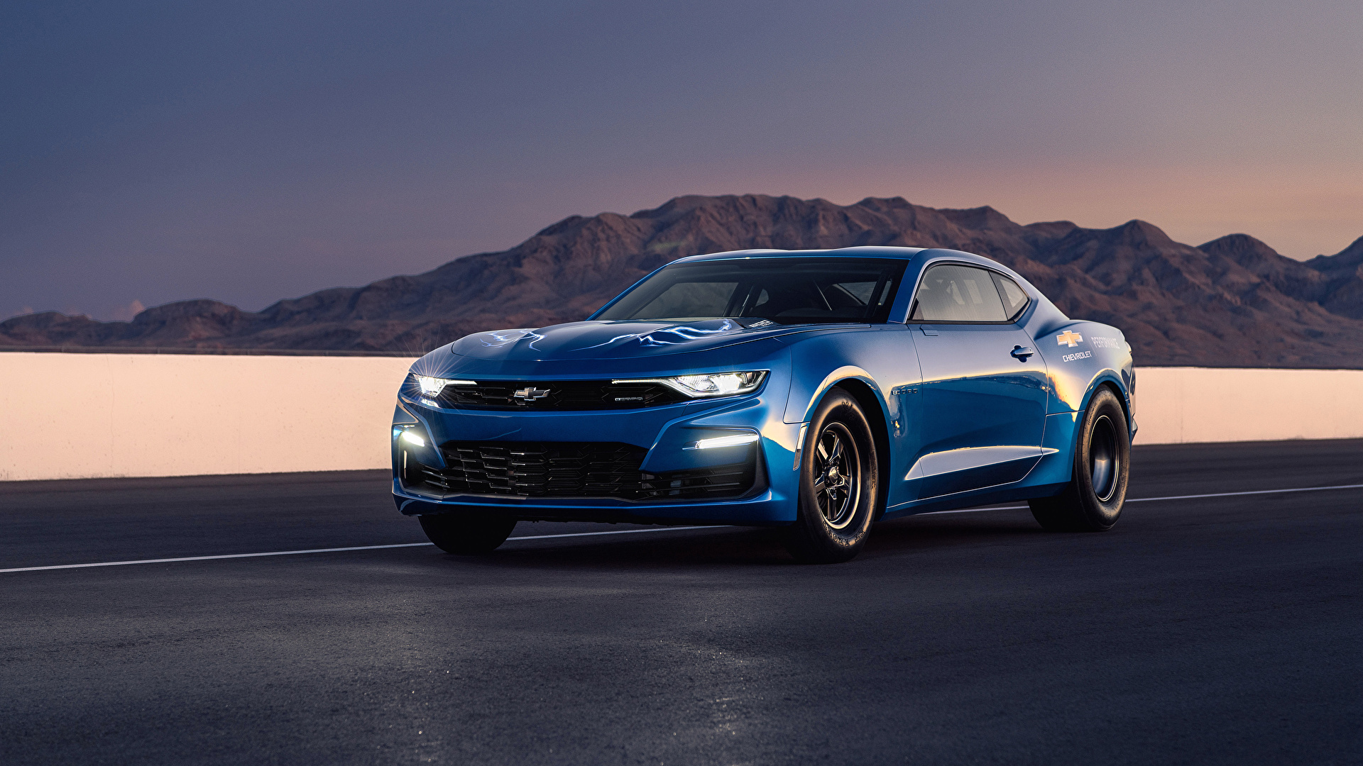 Fondos de Pantalla 1920x1080 Chevrolet 2018 eCOPO Camaro Concept Metálico  Azul Coches descargar imagenes