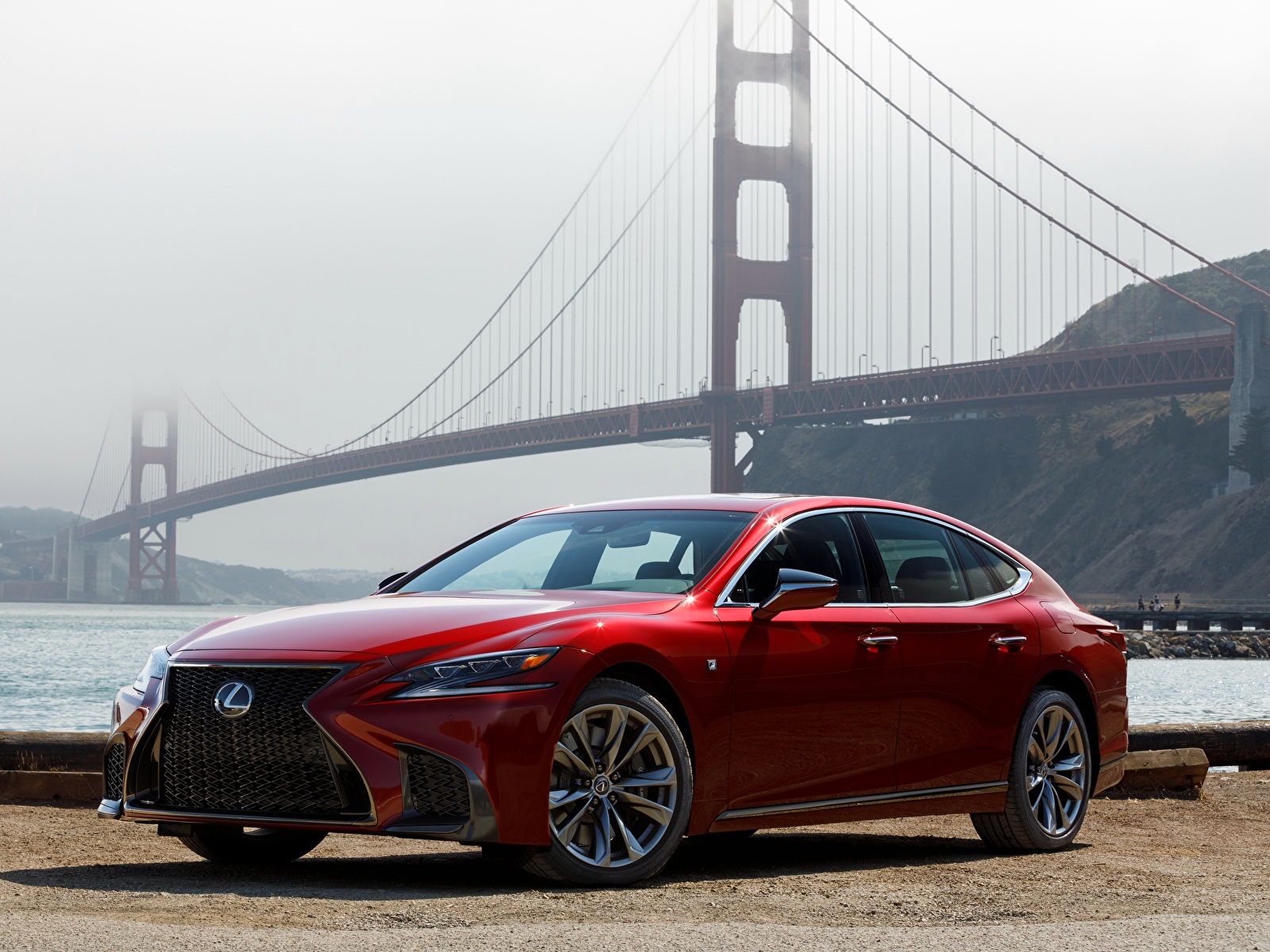 Wallpaper Lexus 2018 LS 500 AWD F SPORT Red automobile 1600x1200