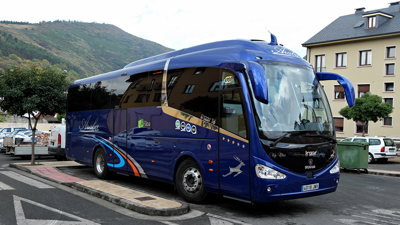 Papeis de parede 1366x768 Scania Ônibus IRIZAR i6 SCANIA Azul Metálico