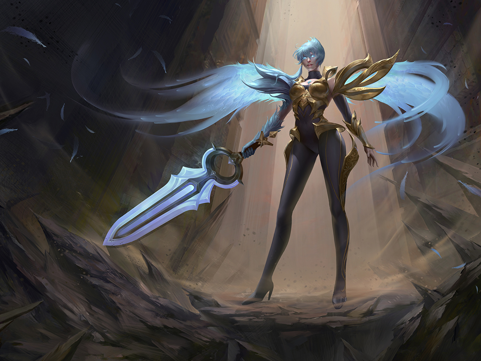 Photos LOL Swords warrior Riven Dawnbringer skin Girls 1600x1200