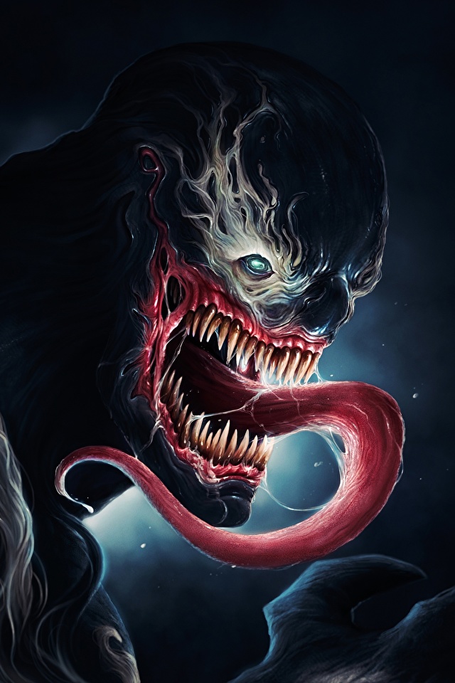 壁紙 640x960 コミックヒーロー モンスター Venom 舌 歯 ファンタジー ダウンロード 写真