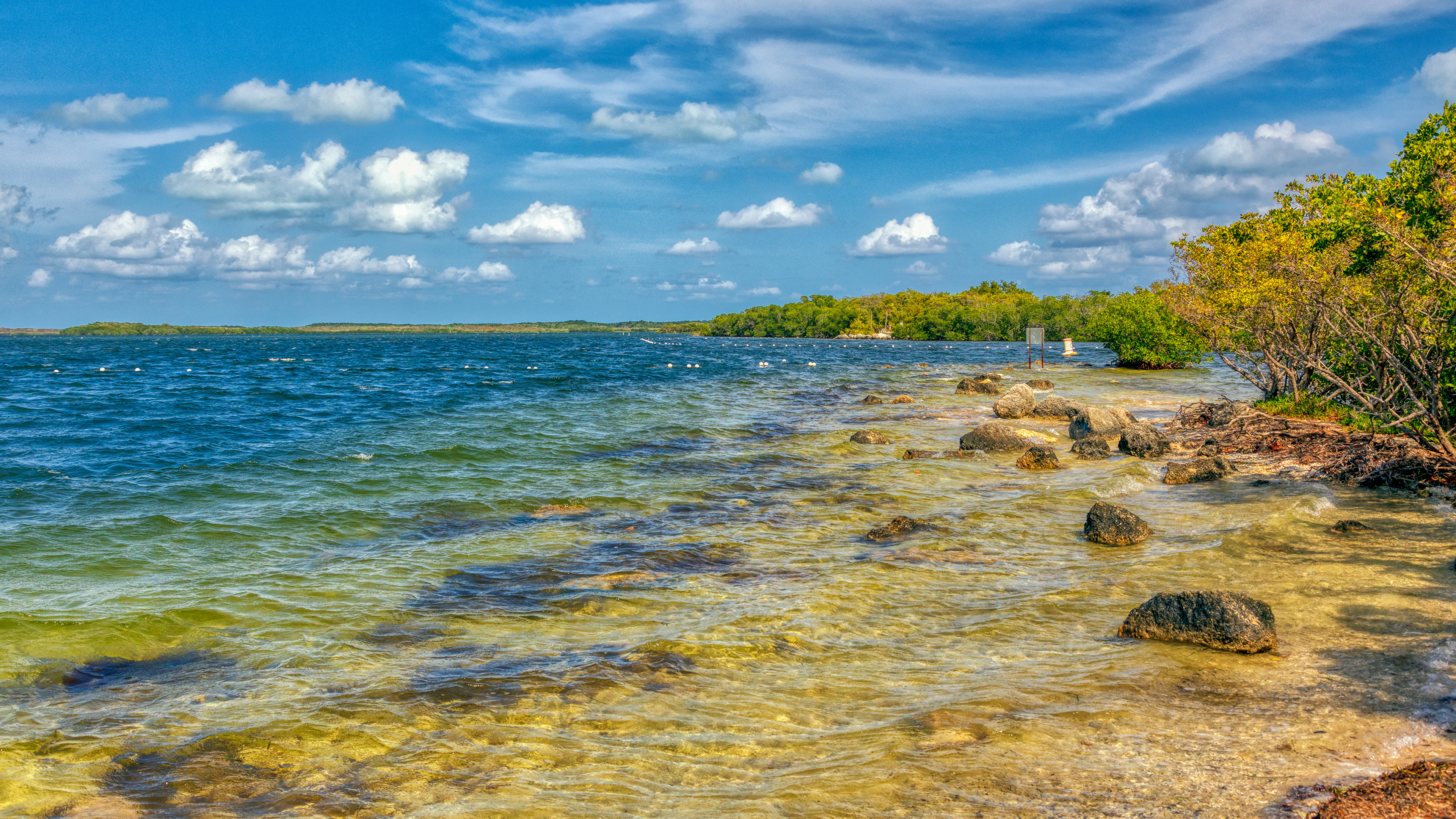壁紙 3840x2160 アメリカ合衆国 海岸 石 Key Largo フロリダ州 湾 自然 ダウンロード 写真