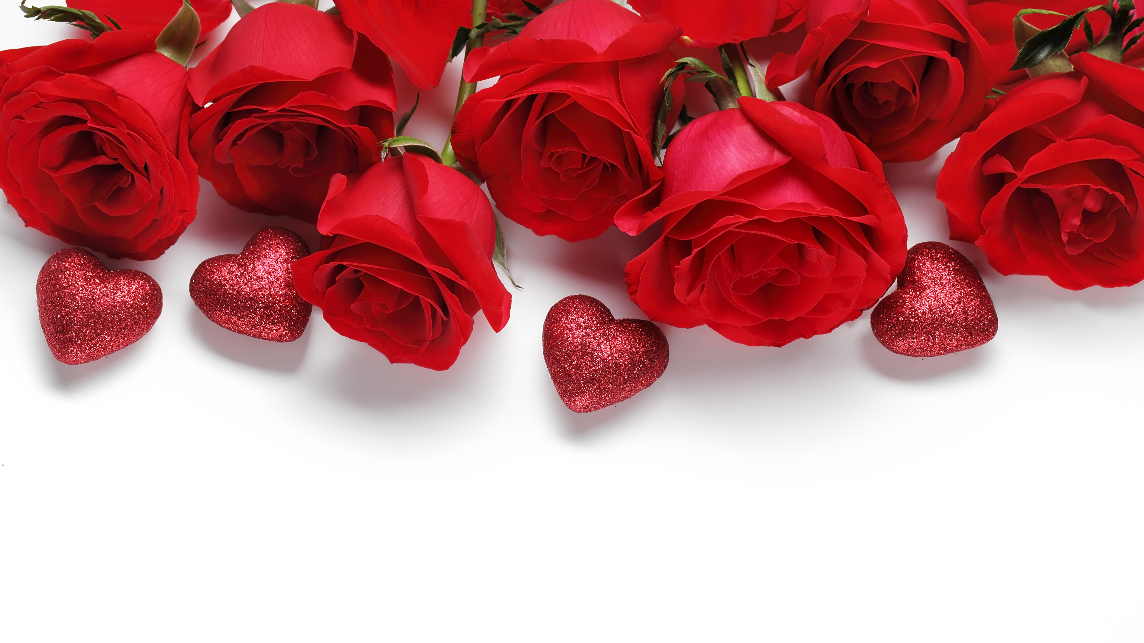 Wallpaper Valentines Day Heart Red Roses Flower White 3840x2160
