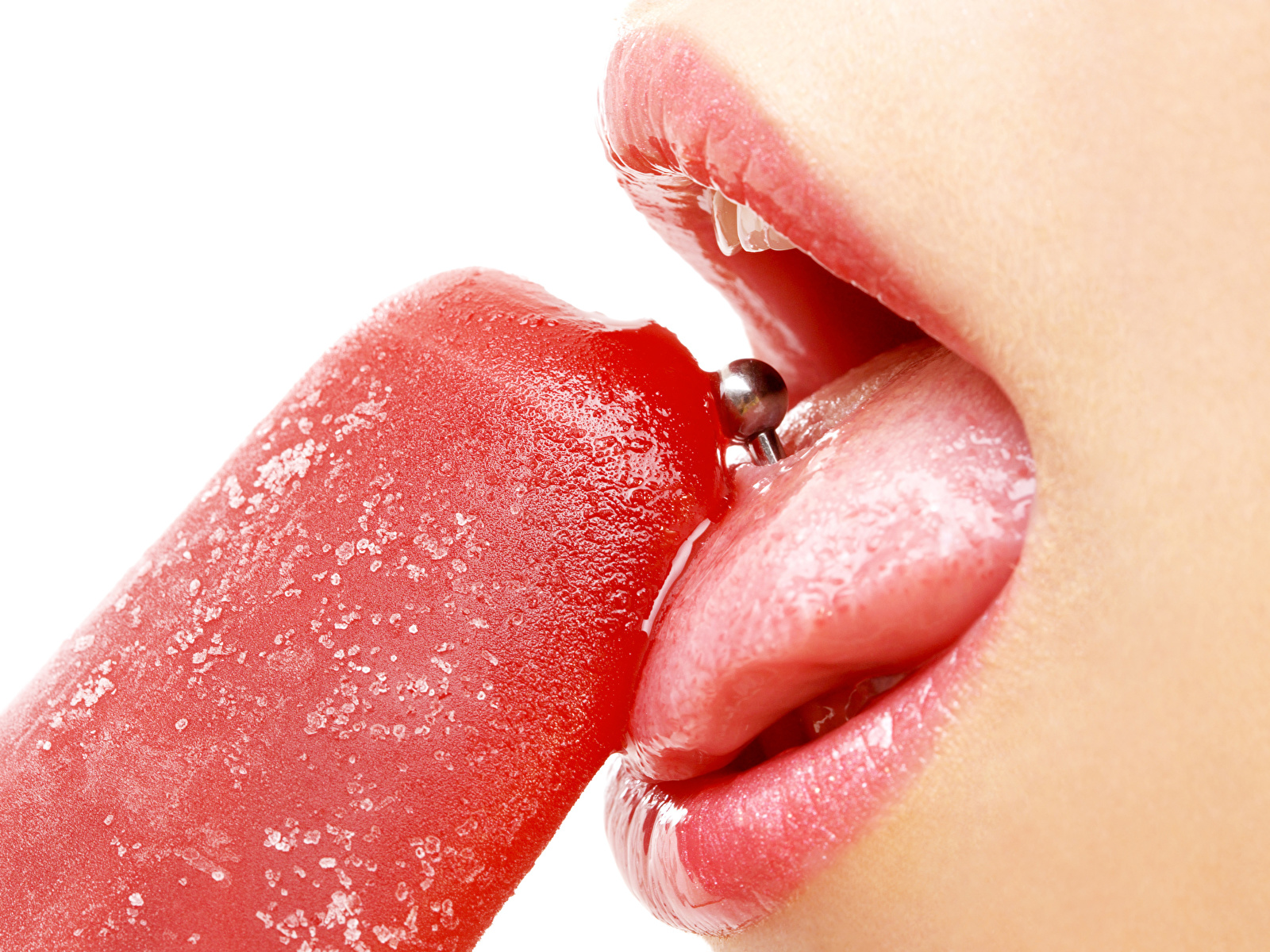 Photo Body piercing Tongue Ice cream Lips Macro Food 1600x1200