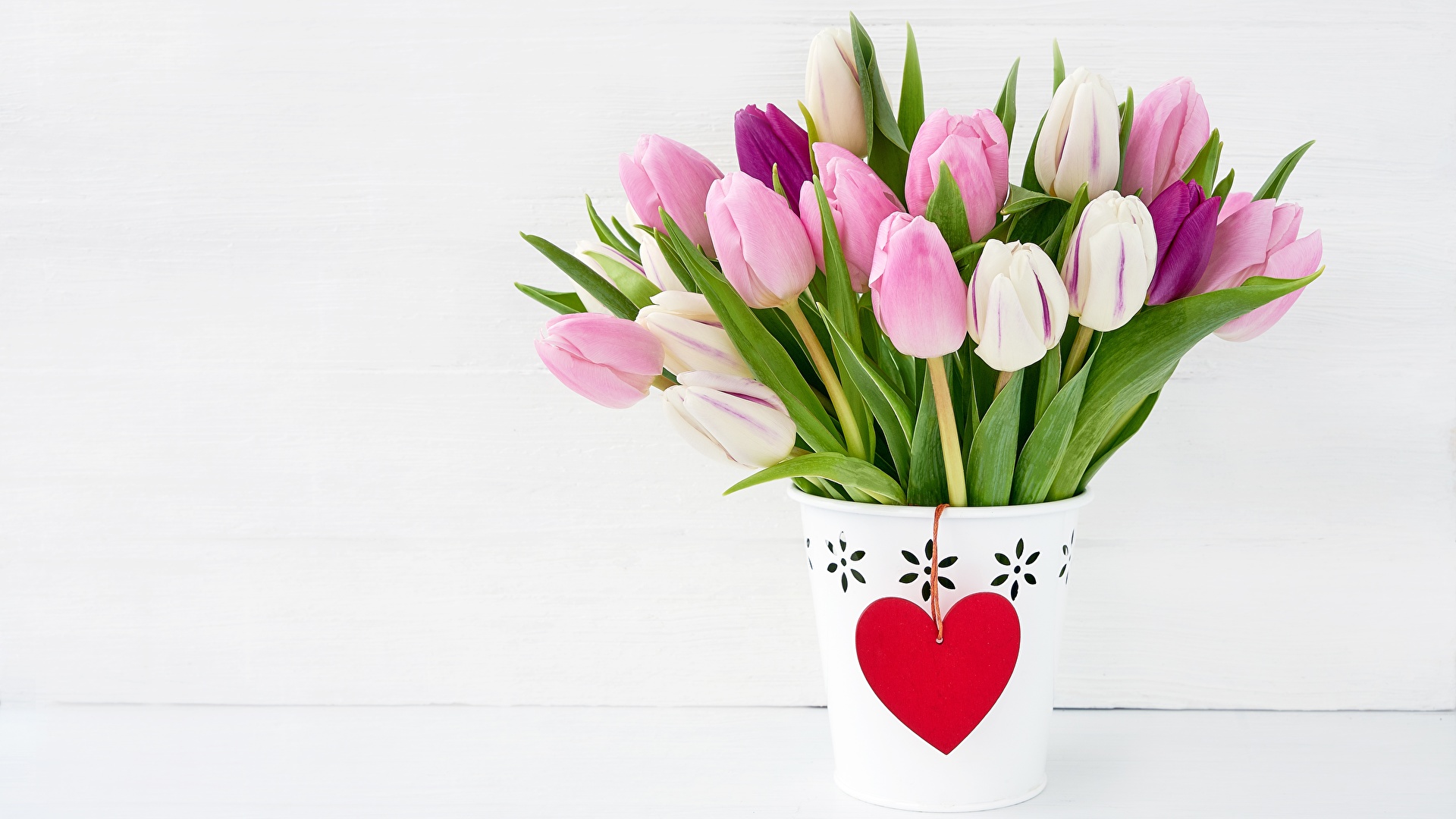 Wallpaper Valentine's Day Heart tulip flower 1920x1080