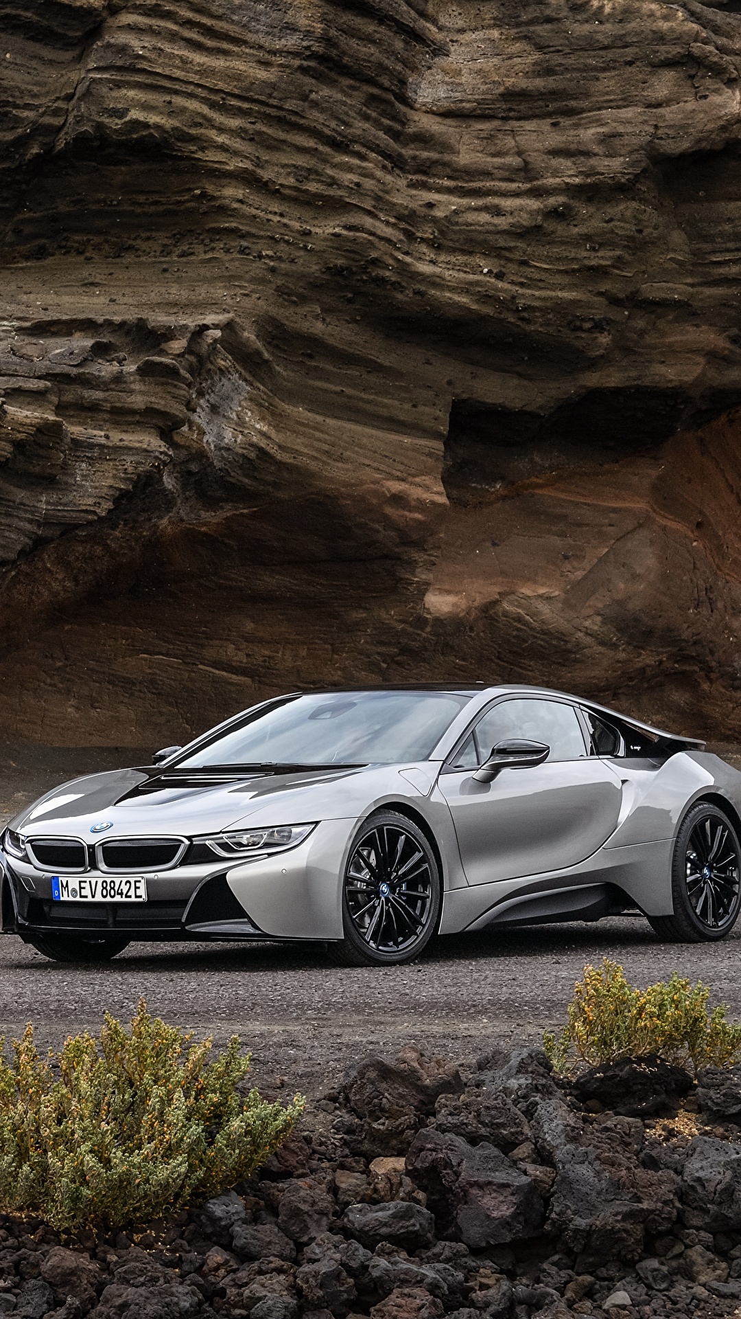 Картинки BMW 2018 i8 Купе серая Металлик автомобиль 1080x1920