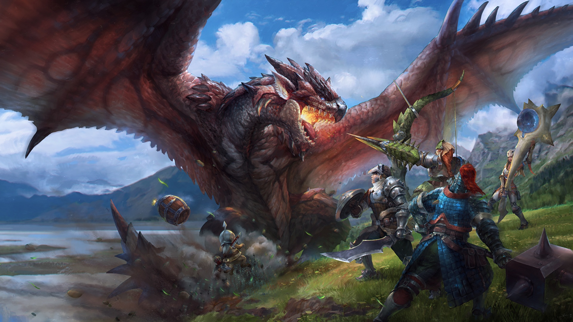 Image Monster Hunter Dragons Warriors Wings Fantasy Vdeo 19x1080