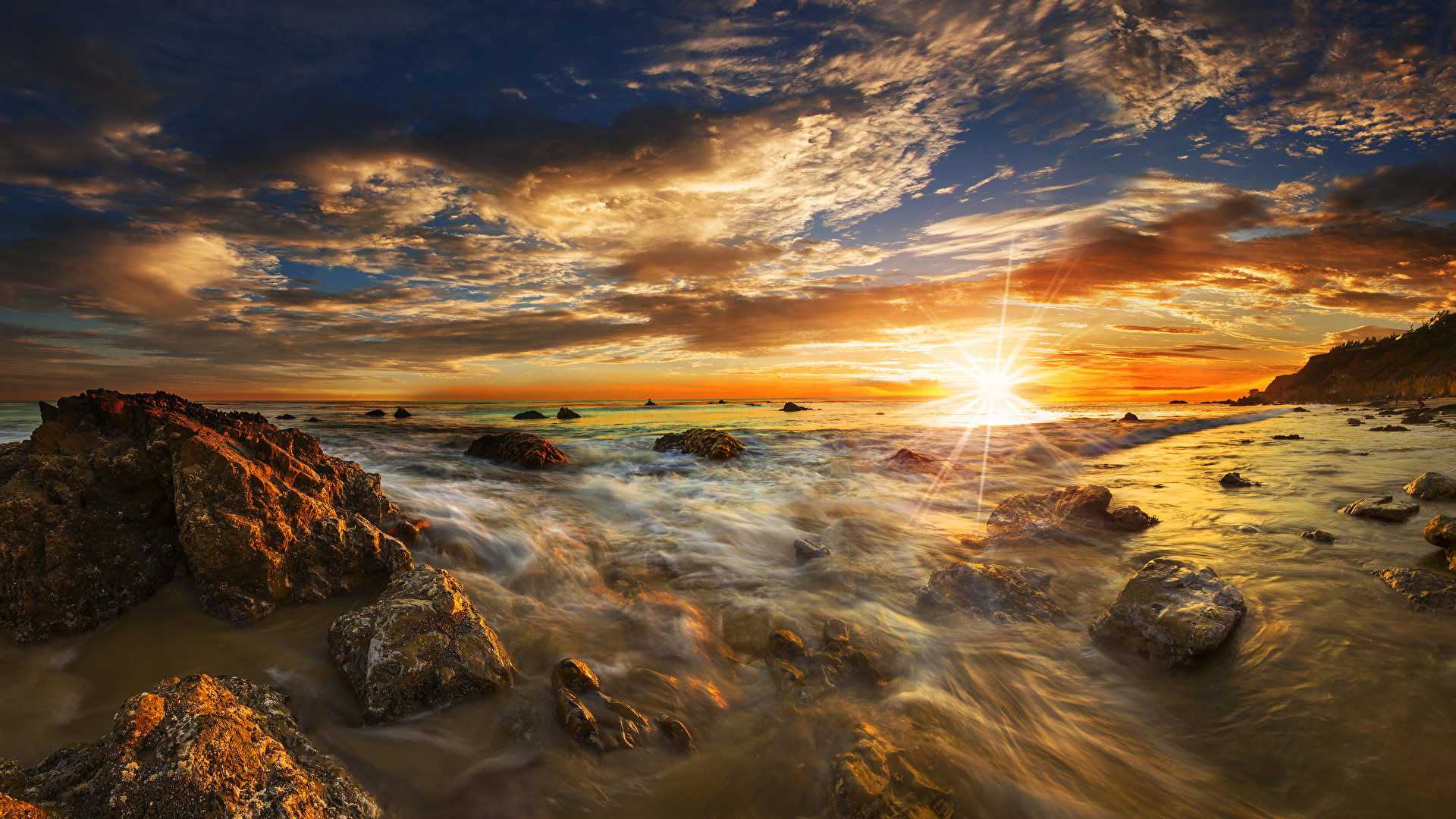 Pictures USA Matador State Beach Malibu Sun Nature Sky 1920x1080