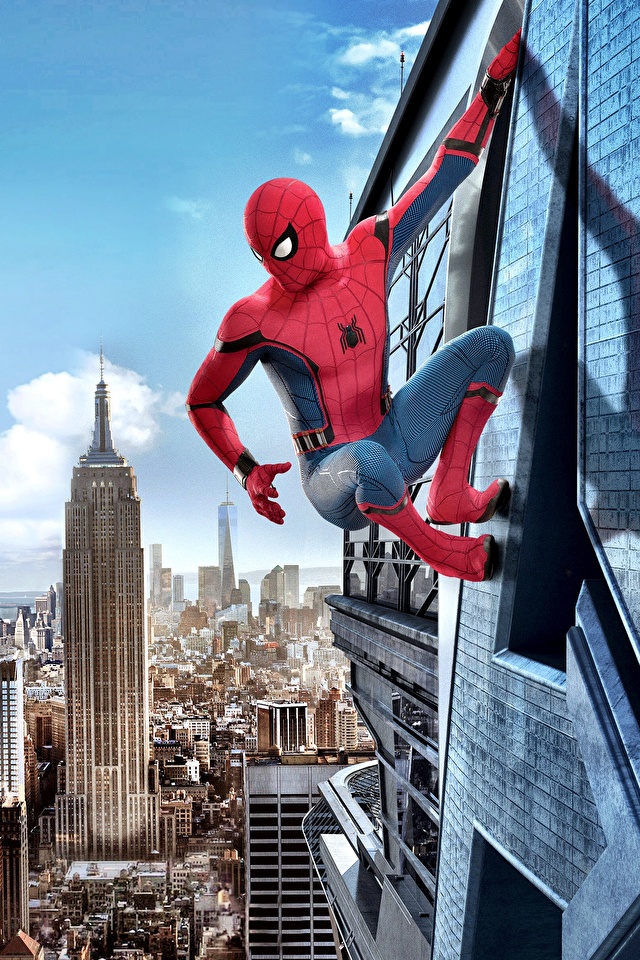 Fondos de Pantalla 640x960 Spider-Man: Homecoming Spiderman Héroe Héroes  del cómic Nueva York Película descargar imagenes