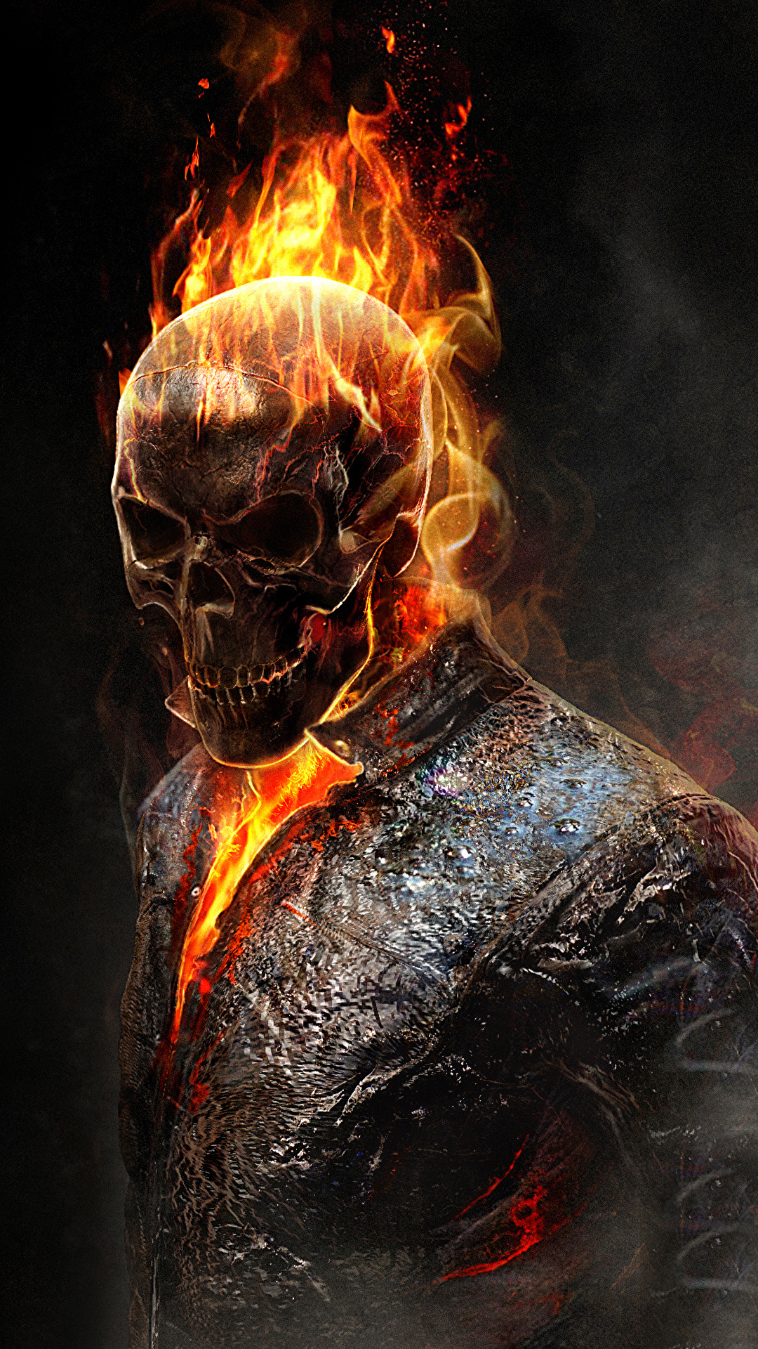Picture Ghost Rider Skulls Fanart film flame Black 1080x1920