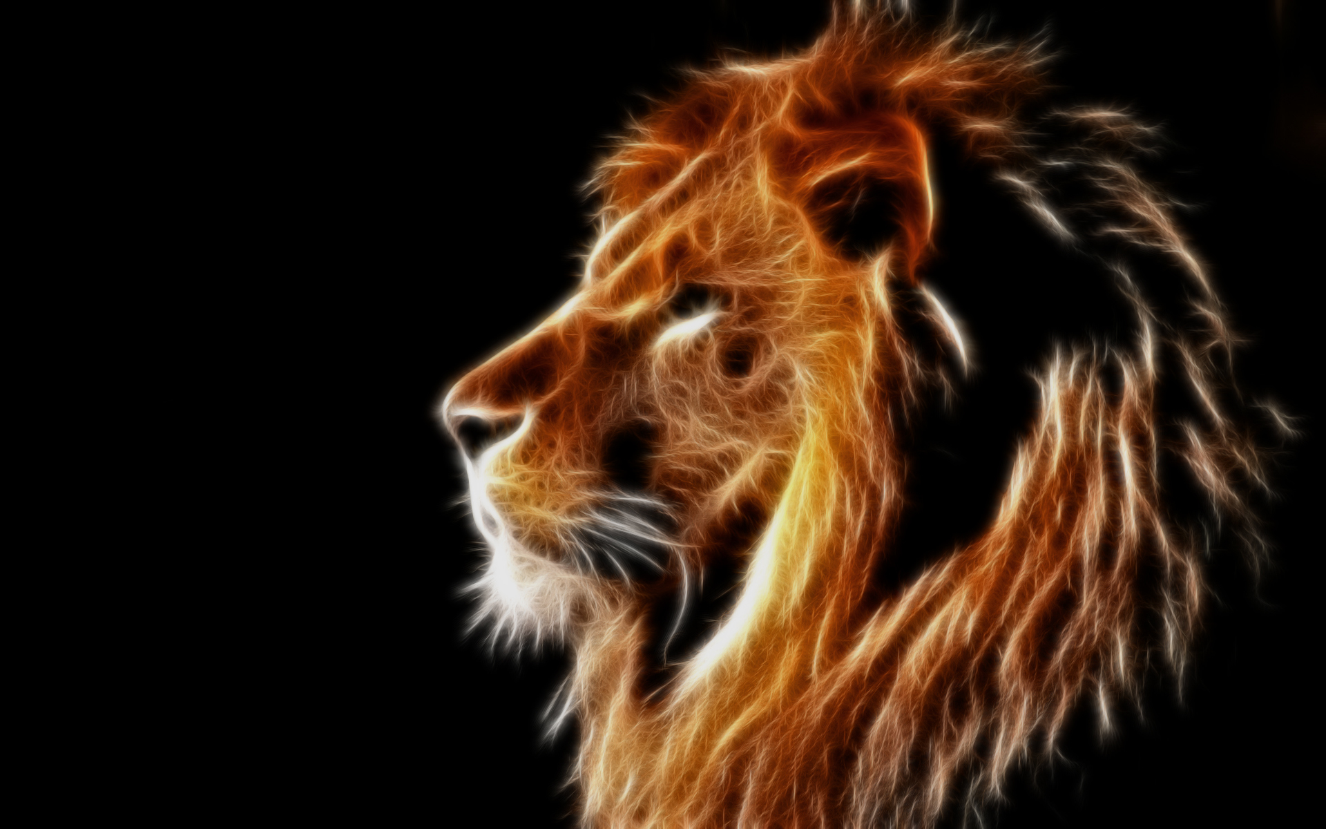Wallpaper Lions Big cats 3D Graphics Head animal 1920x1200