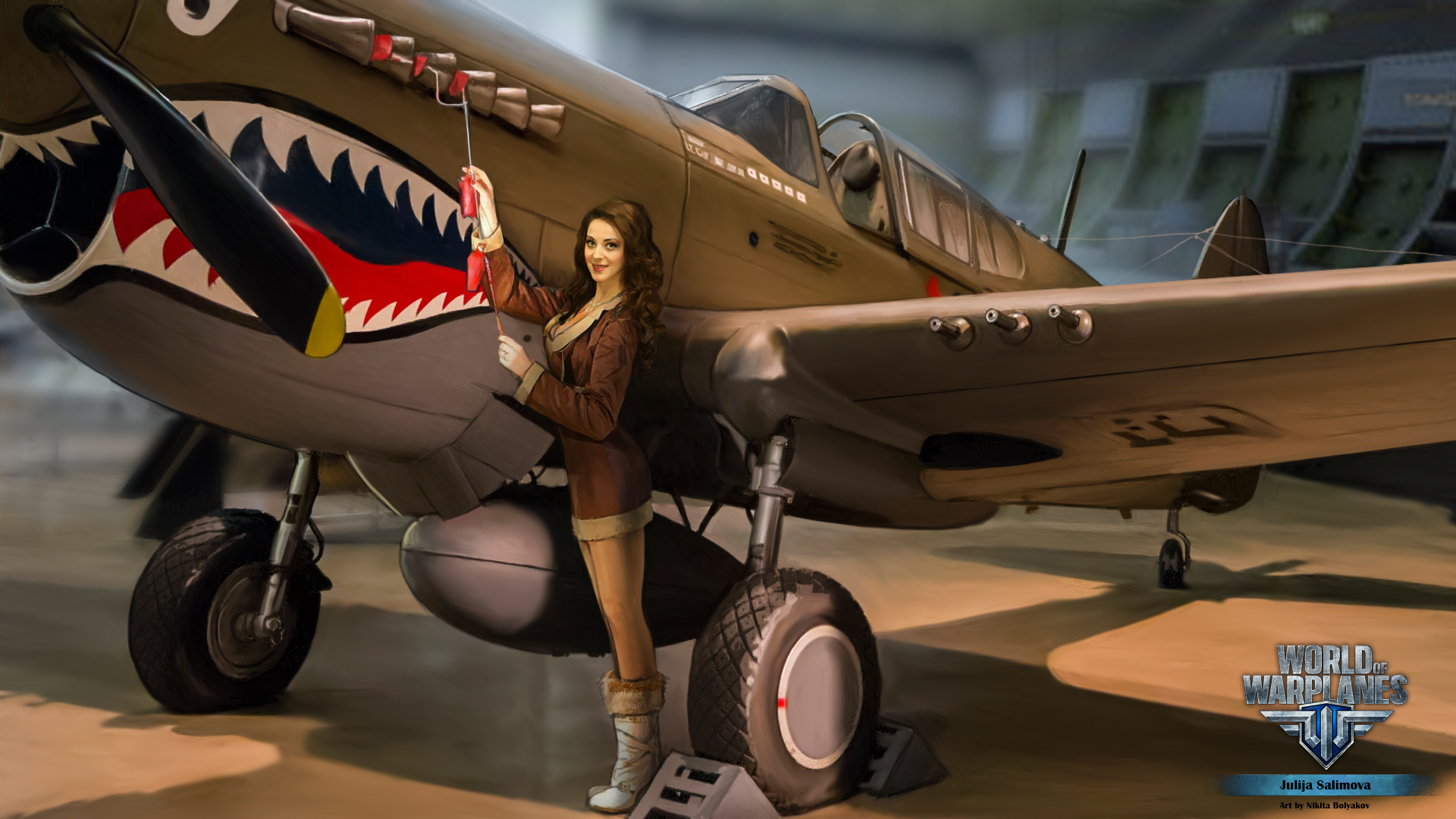 壁紙 19x1080 World Of Warplanes 描かれた壁紙 飛行機 Nikita Bolyakov ゲーム 少女 ダウンロード 写真
