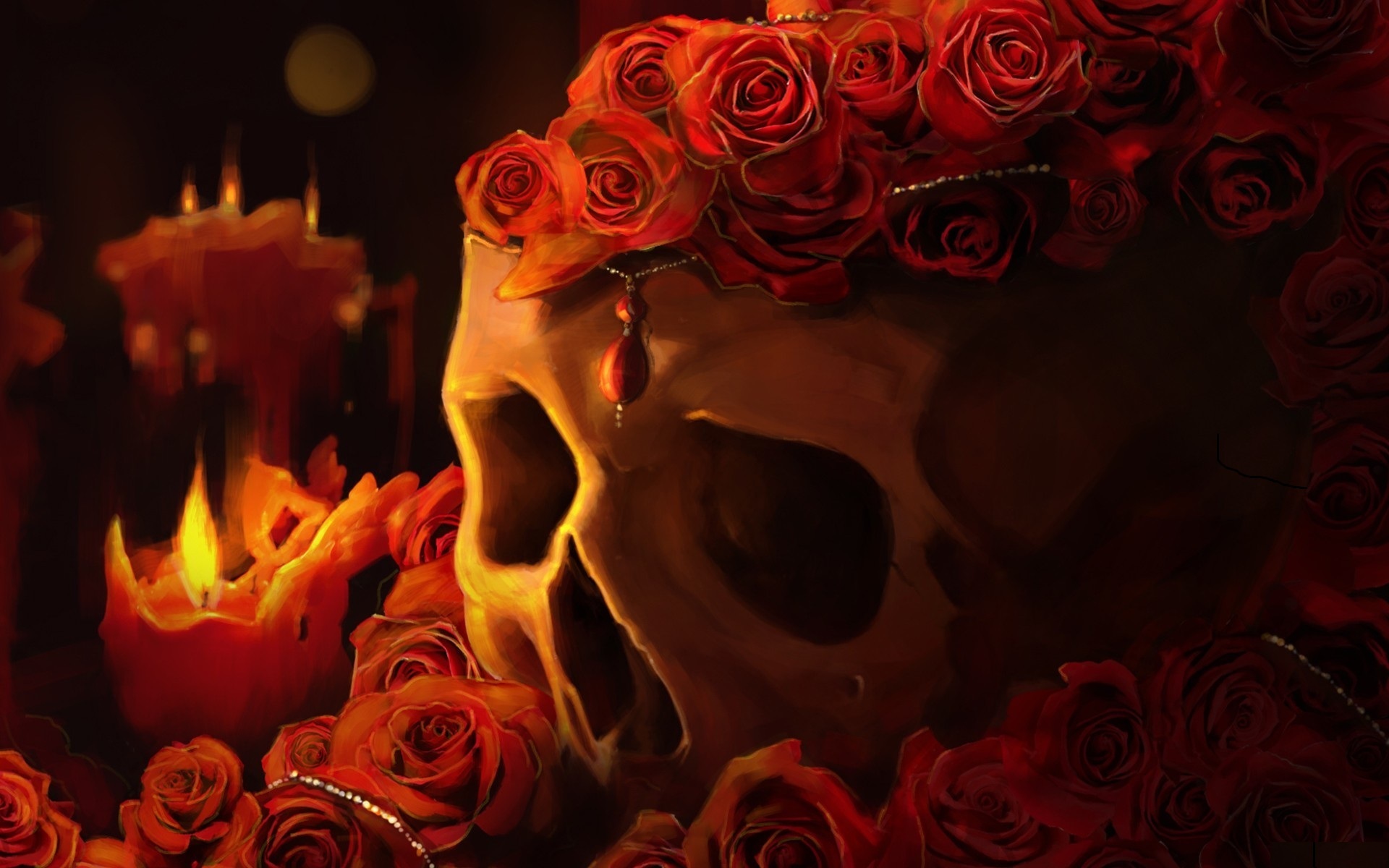Gothic Skull and Roses