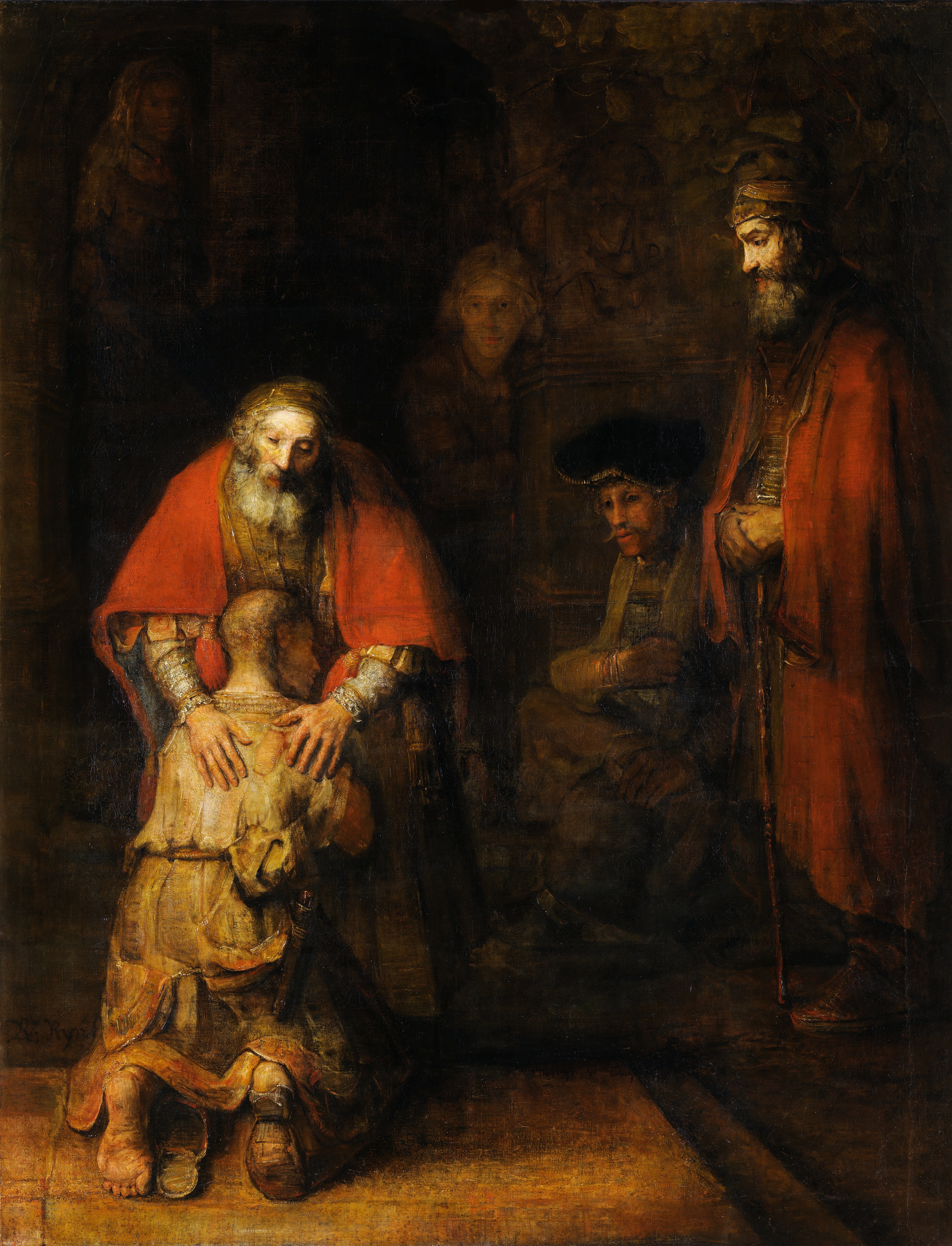 Achtergronden Oude man Rembrandt Harmensz van Rijn, The Return of the Prodigal Son schilderij 4022x5264 voor Mobiele telefoon Schilderkunst