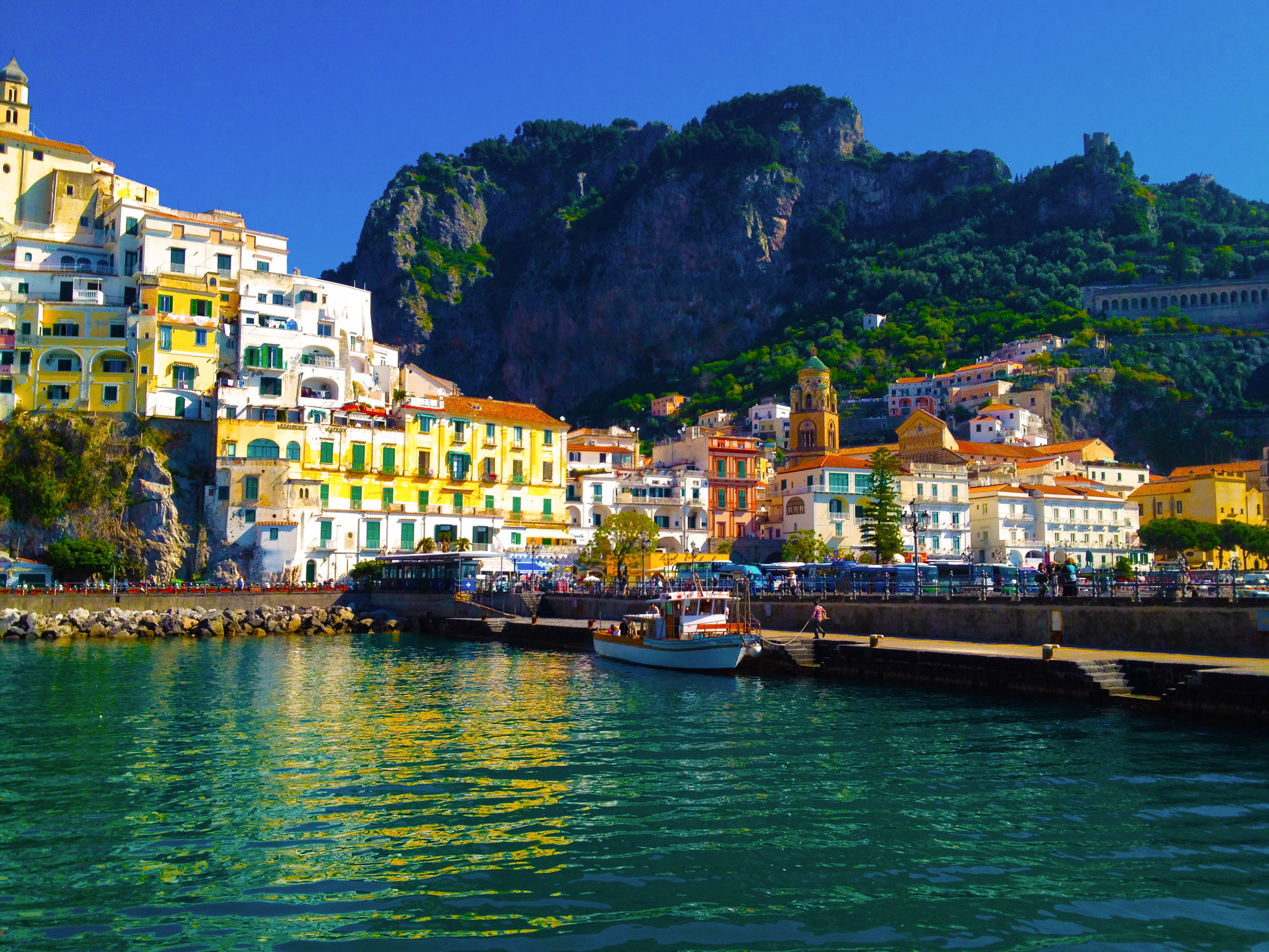 Bilder von Städte Italien Seebrücke Haus Amalfi