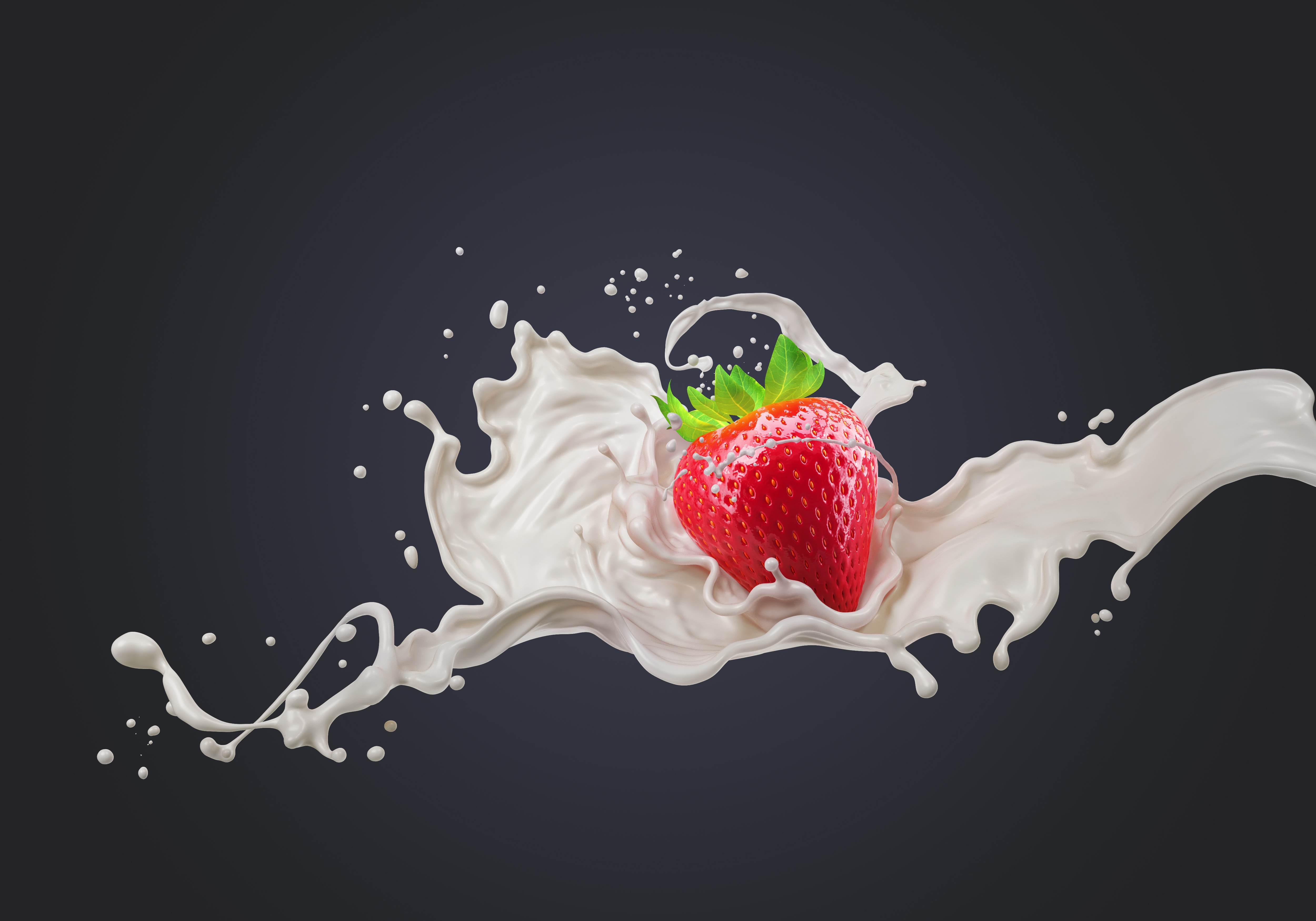 Picture Milk Strawberry Water splash Food Berry 5000x3500