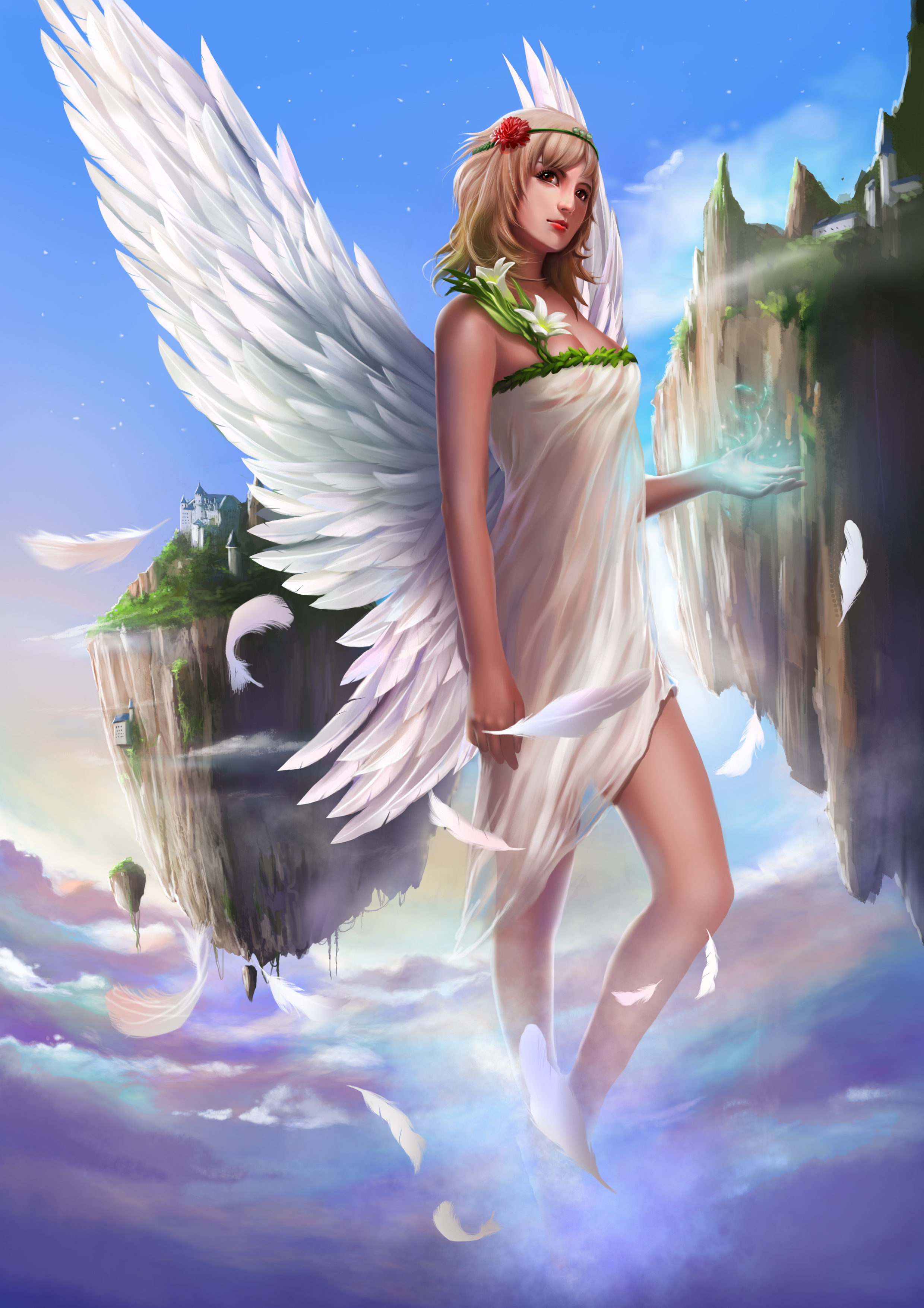 2480x3508，天使，翅膀，年輕女性，奇幻作品，女孩，