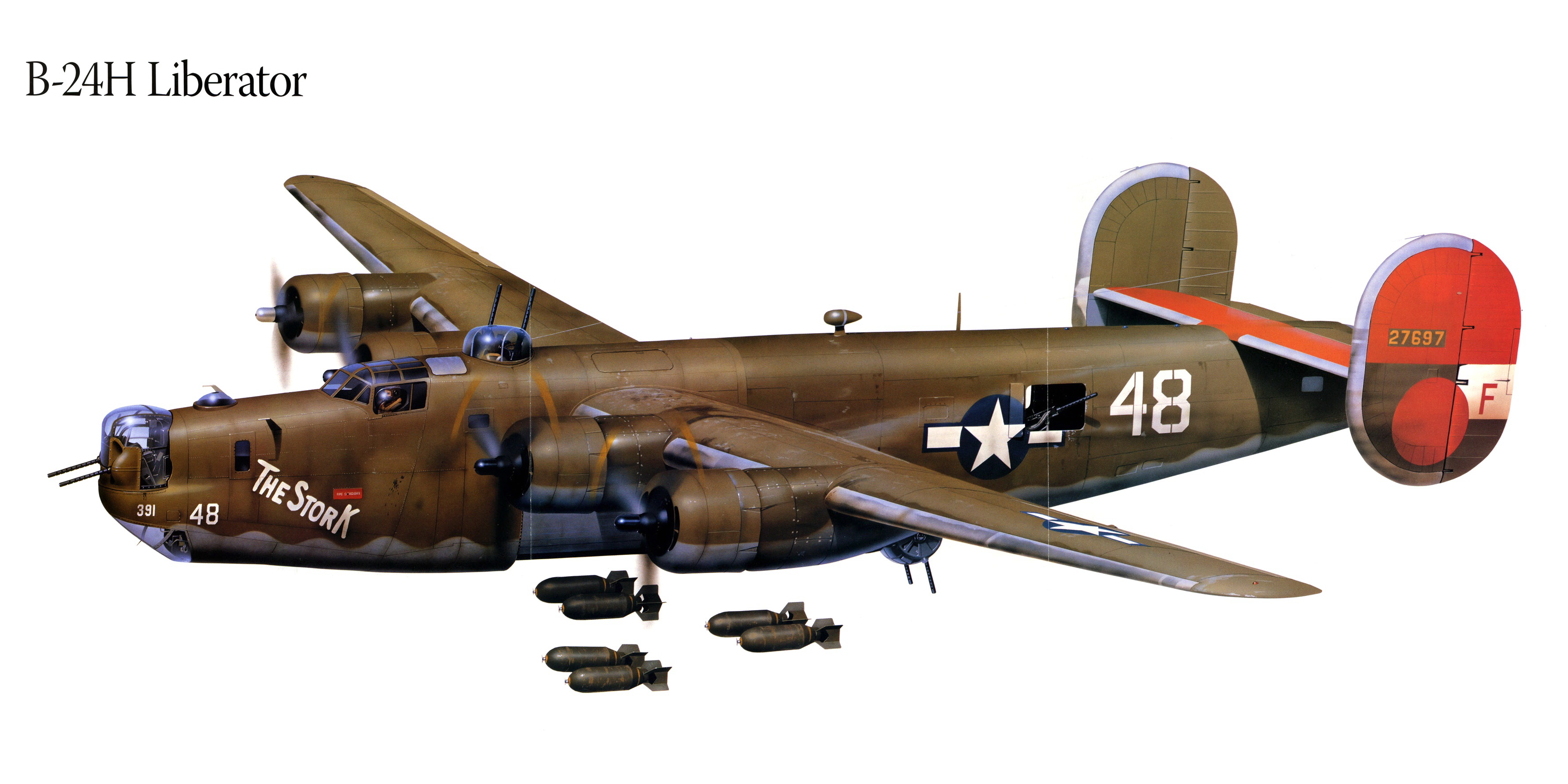 Images Aviation Airplane B-24H Liberator Painting Art 3516x1758