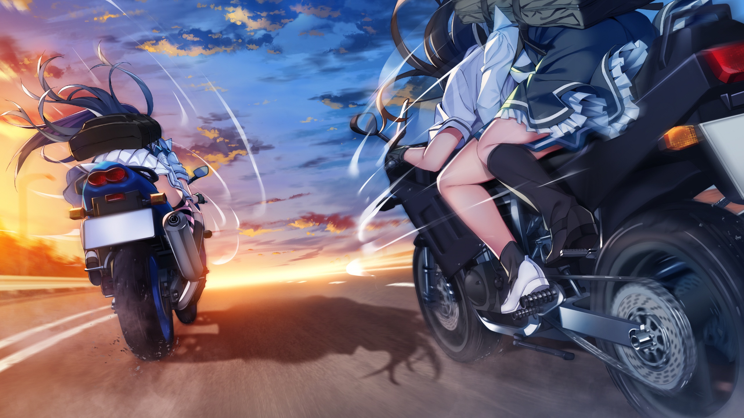 Fondos de Pantalla 2560x1440 Grisaia: Phantom Trigger Movimiento Anime  Chicas Motocicleta descargar imagenes