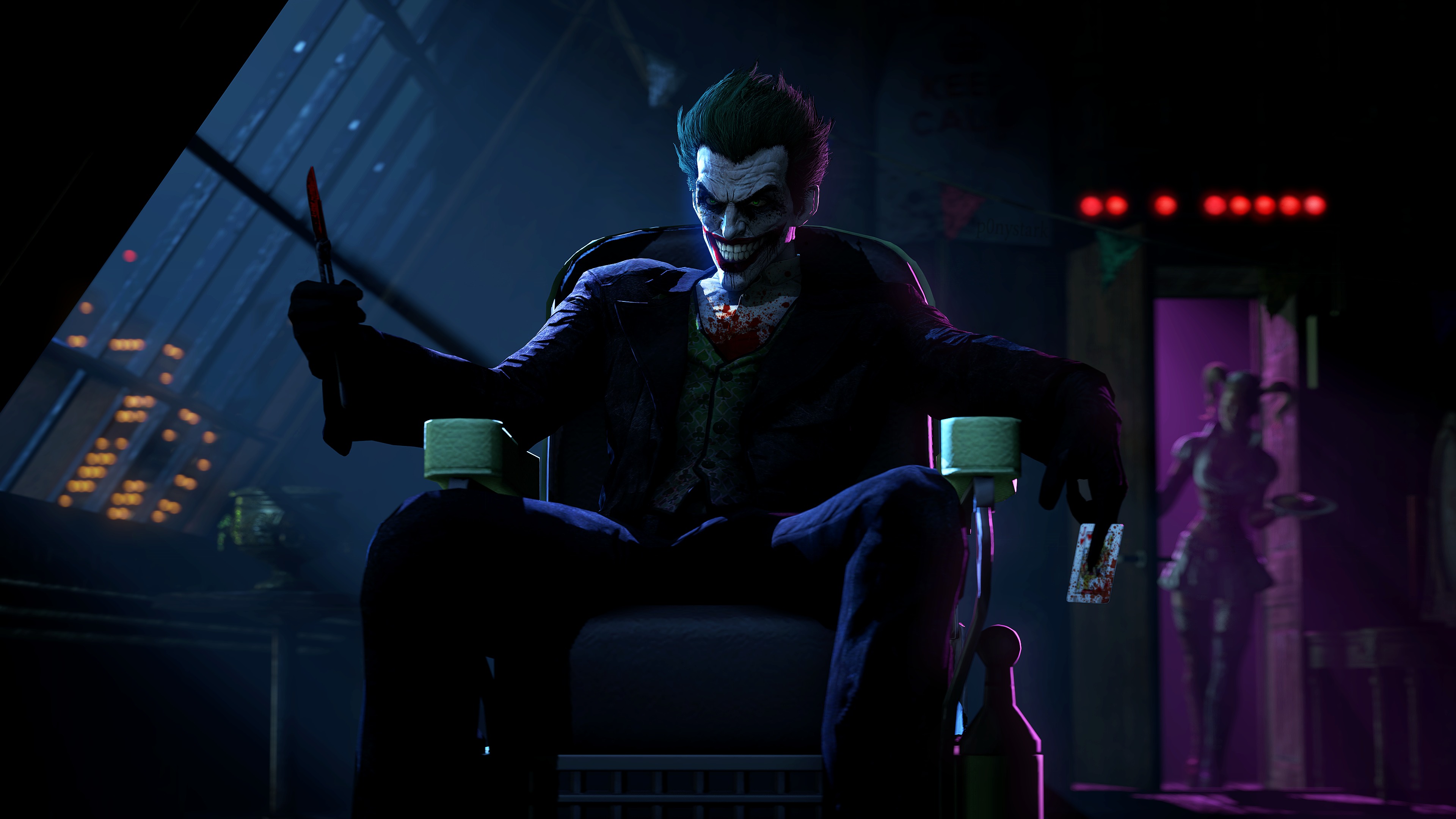 Fondos de Pantalla 3840x2160 Joker Héroe Batman Arkham Origins Sentado  Juegos 3D Gráficos descargar imagenes