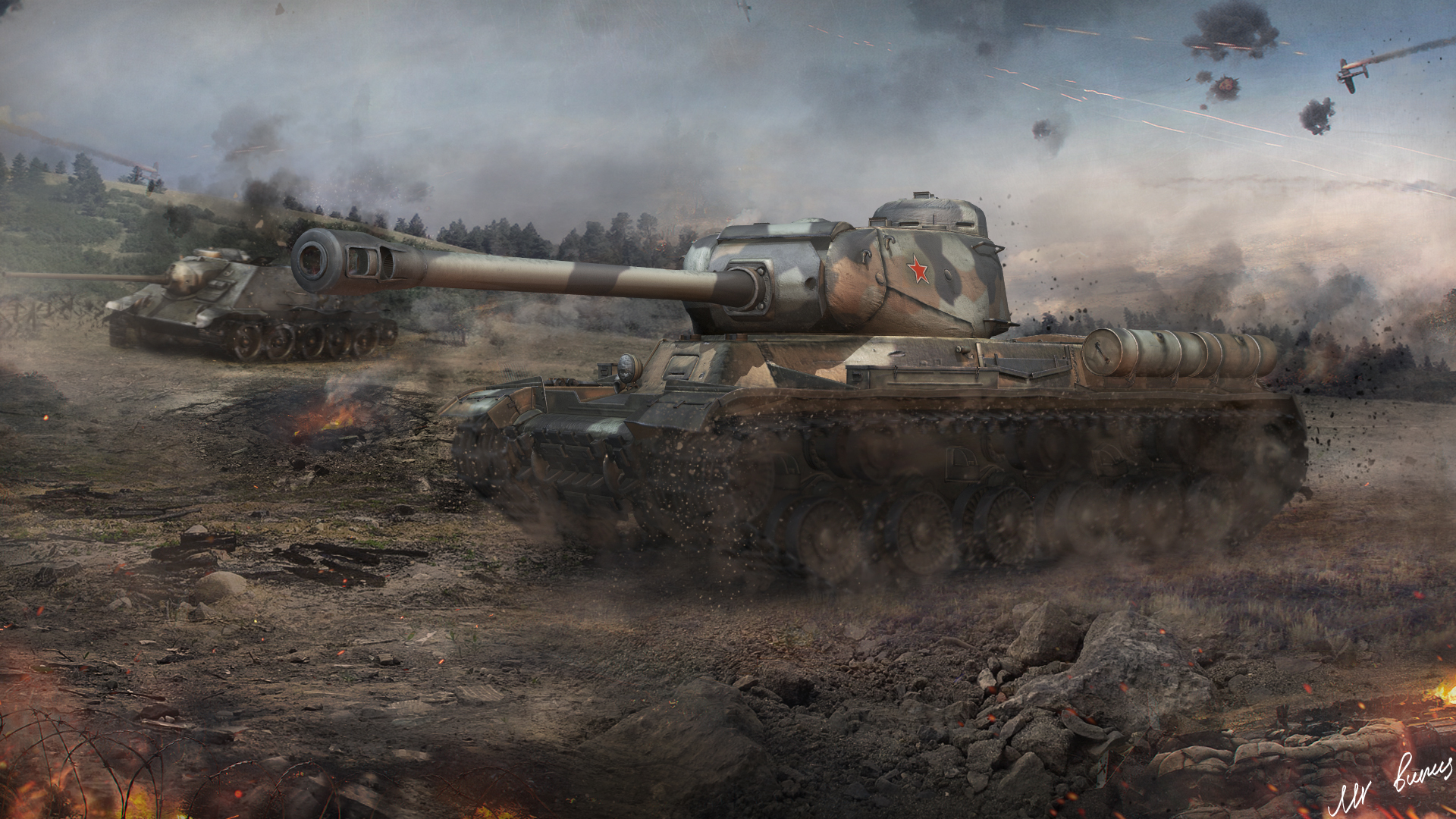 Photo World of Tanks tank IS-1 3D Graphics Games 1920x1080