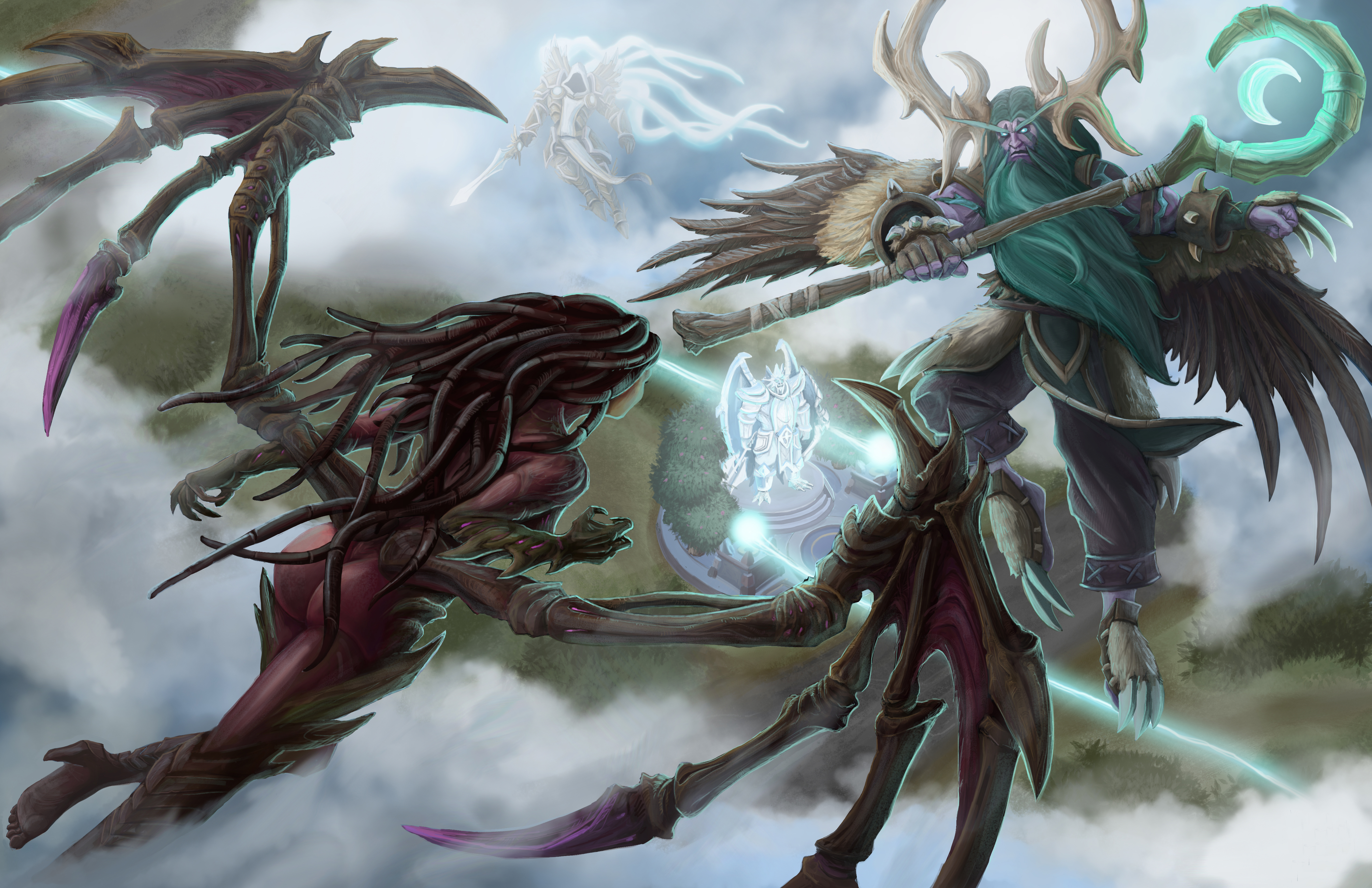 Wallpaper Sarah Kerrigan Heroes of the Storm Wings Archangel of Justice, Malfurion, Tyrael Fantasy Games vdeo game